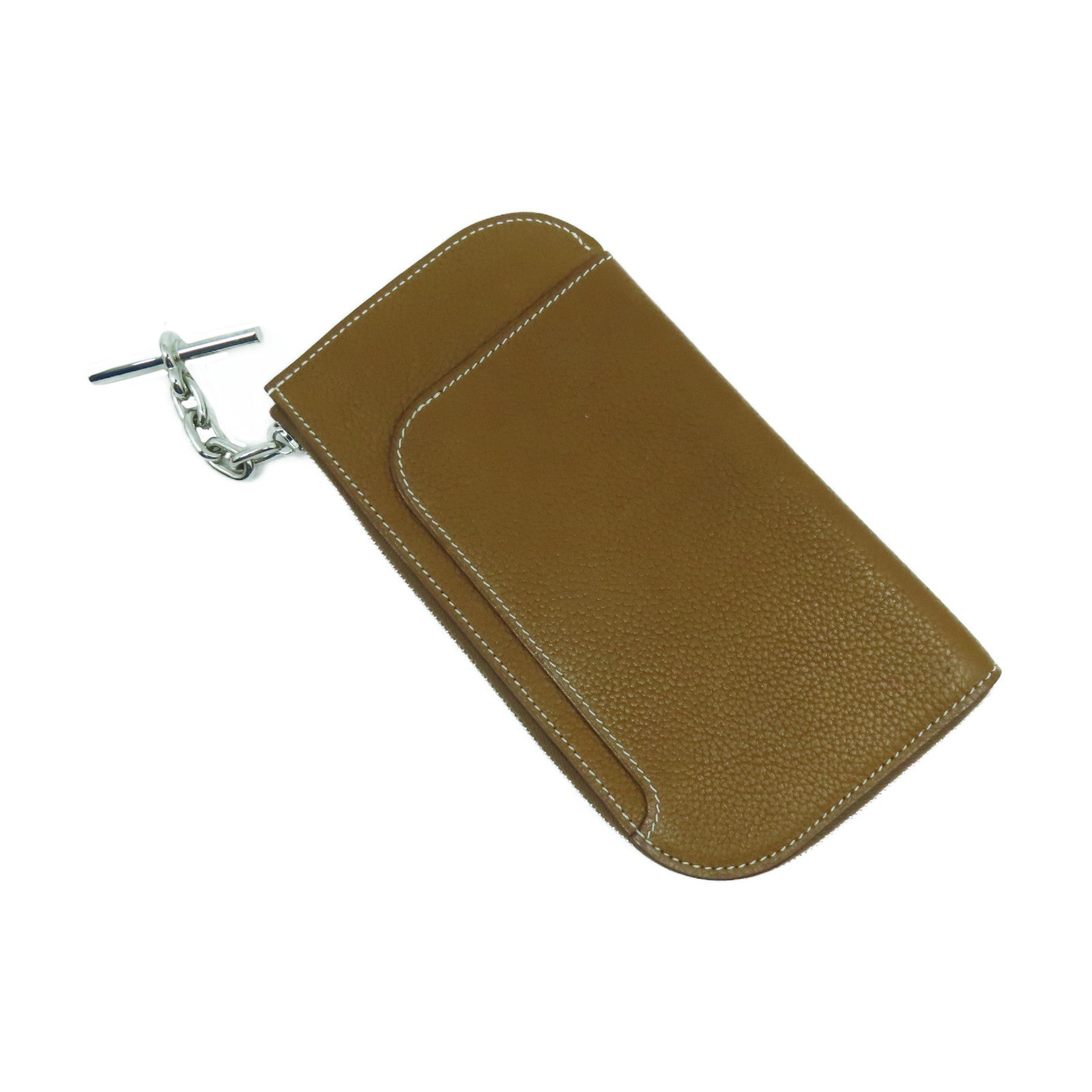 HERMES Evercolor皮革Strap GM Phone Case銀扣手機套Gold經典駝色