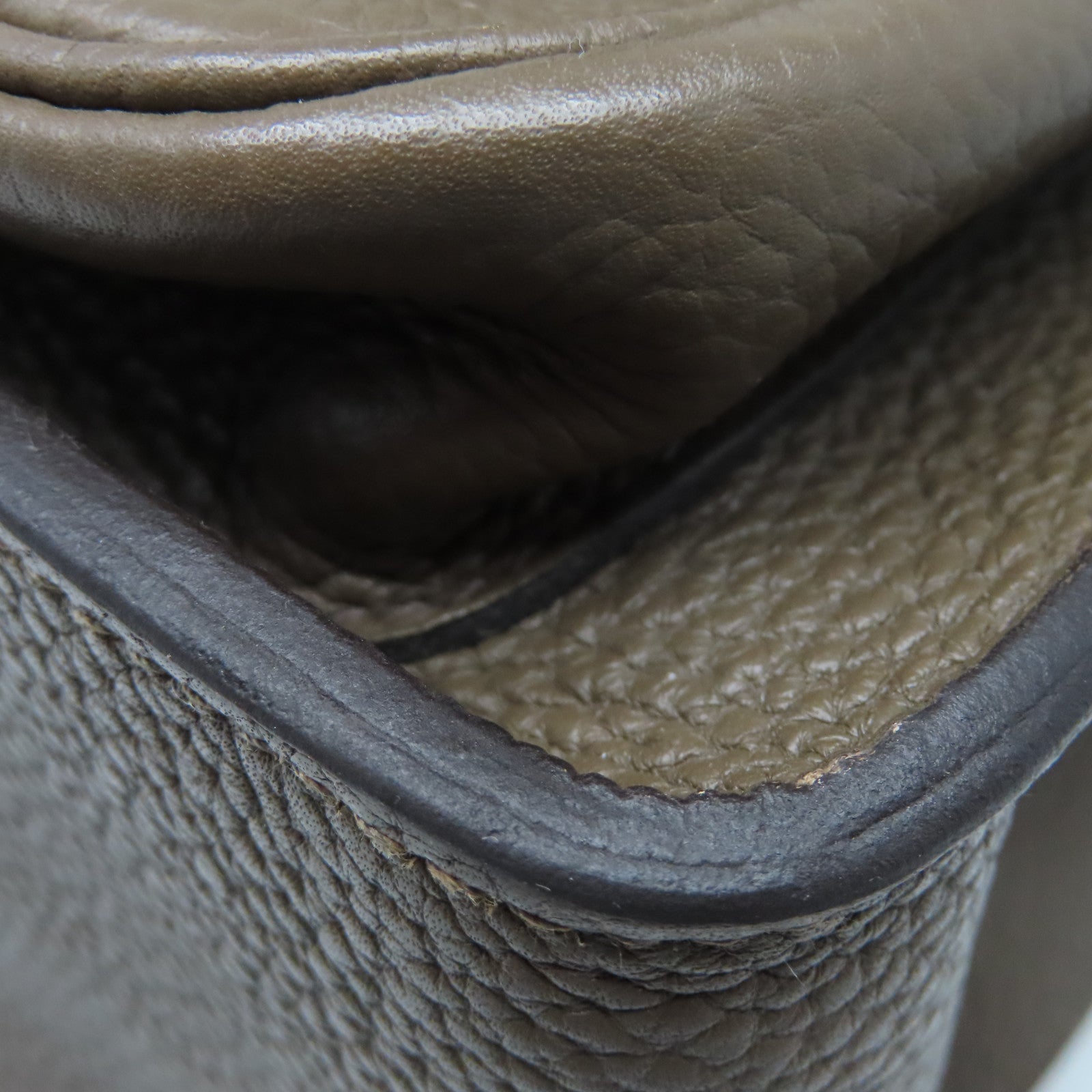 HERMES Taurillon Clemence皮革Steve 35银扣肩背袋褐灰色
