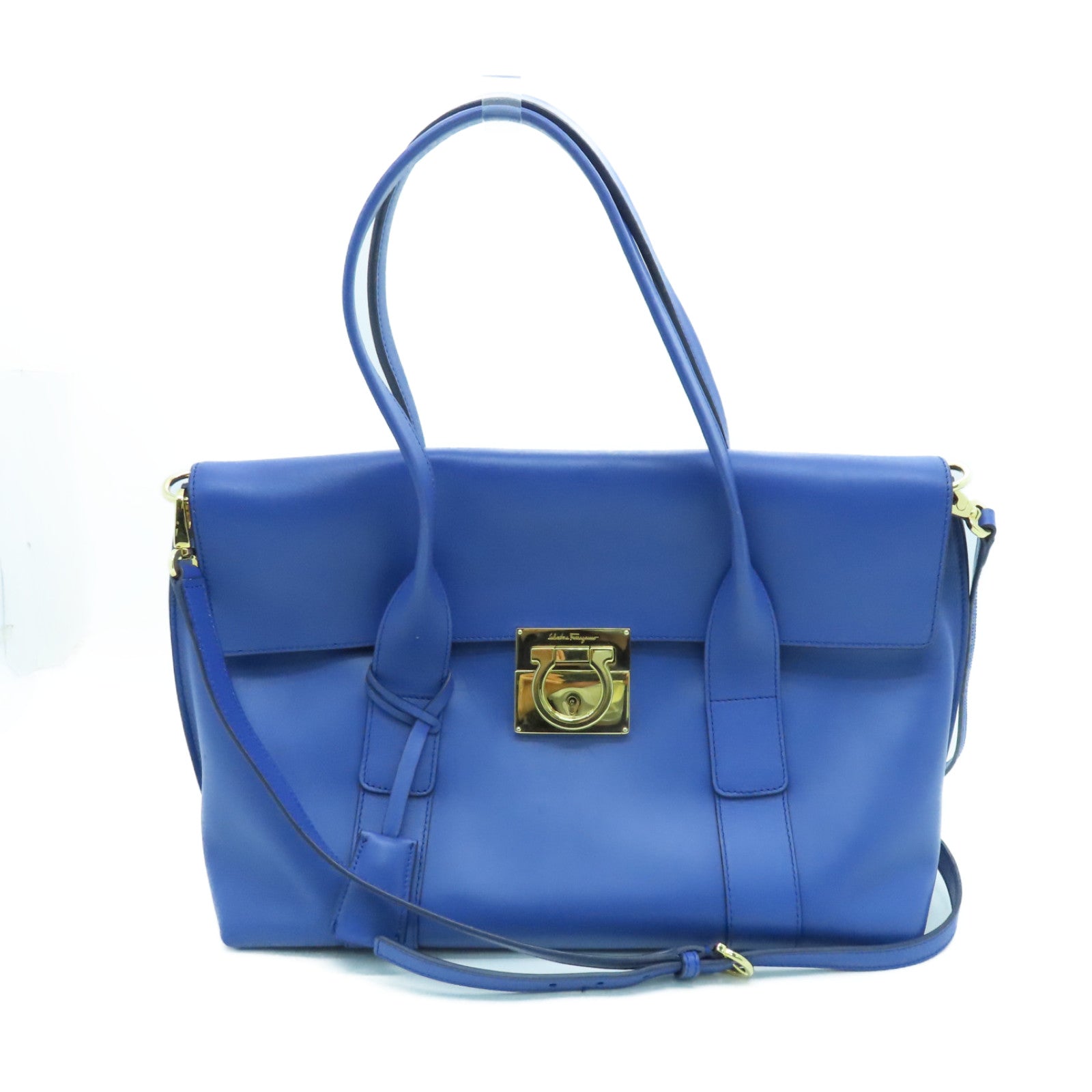 Salvatore Ferragamo 牛皮皮革2way Shoulder Bag金扣手挽肩背兩用袋藍色