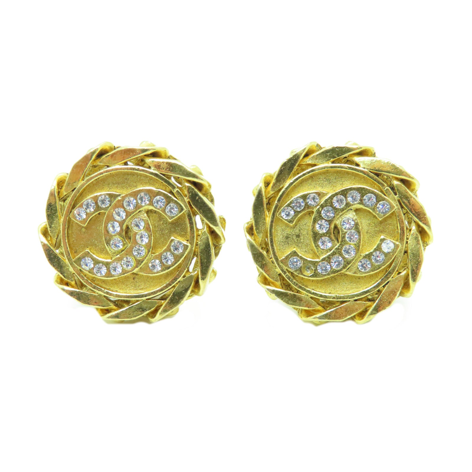 CHANEL 金屬/水晶Vintage Earrings耳環金色