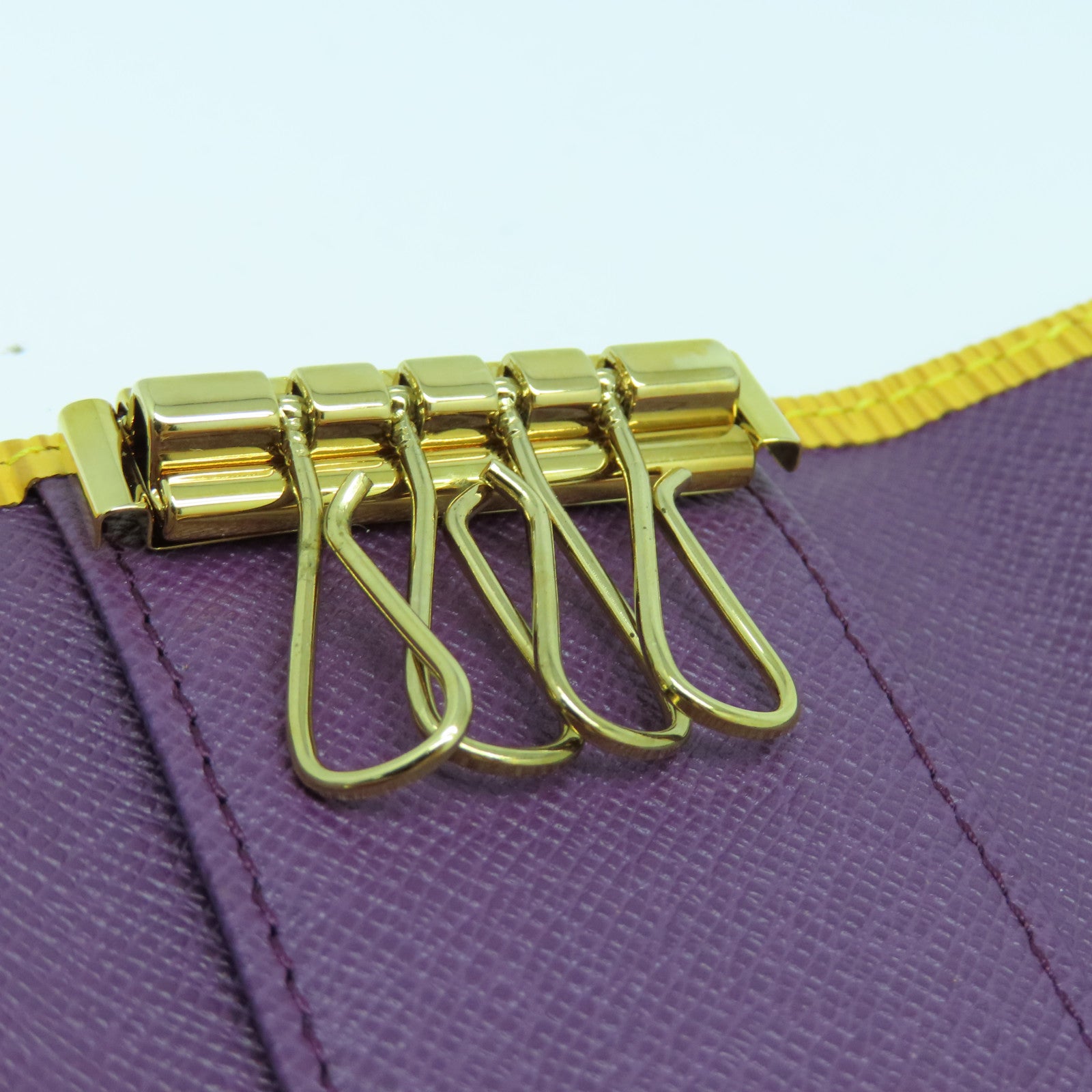 LOUIS VUITTON Epi Key Case 4金扣锁匙包黄色/紫色