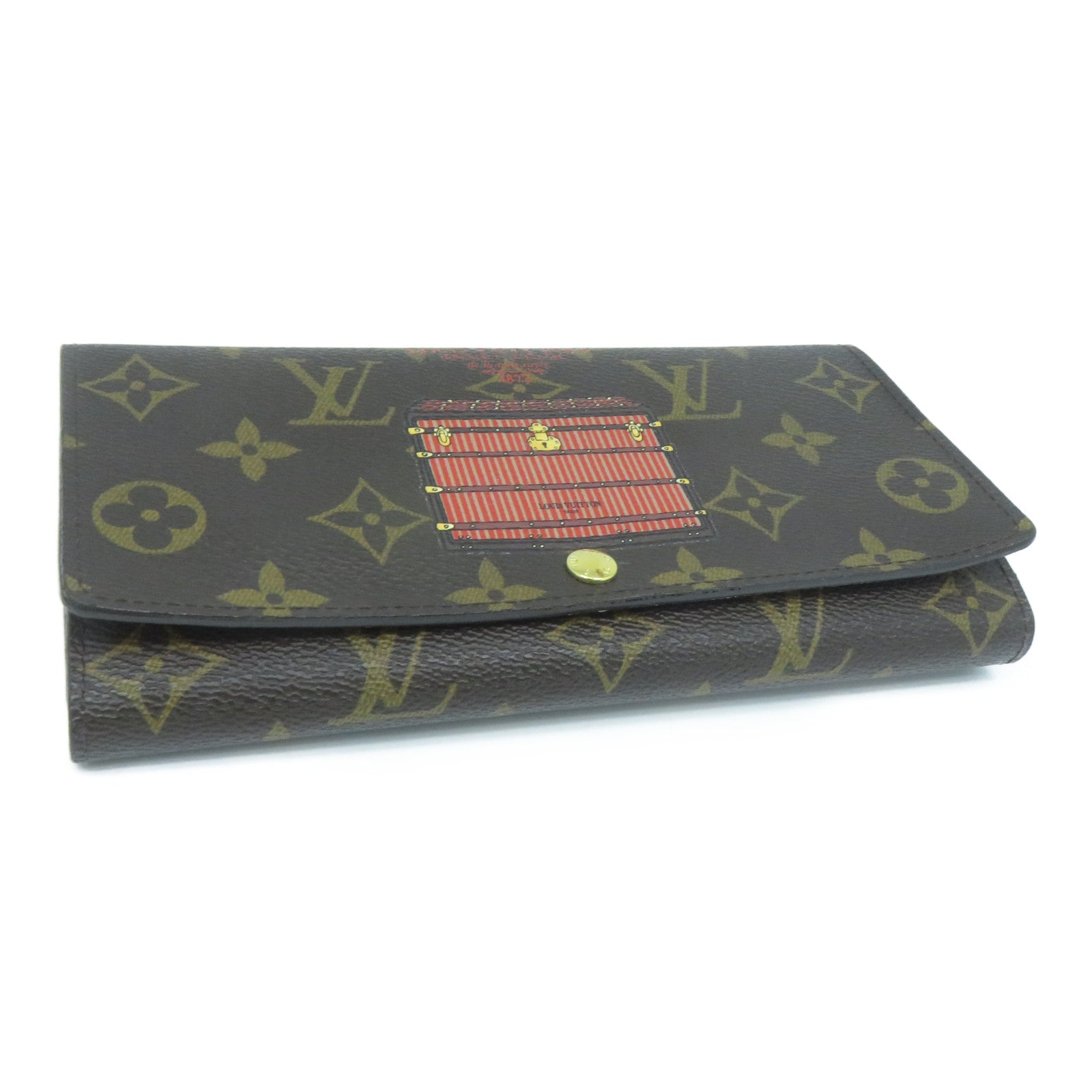 LOUIS VUITTON Monogram Portefeuille Sarah Trunk Long Wallet金扣長錢包啡色