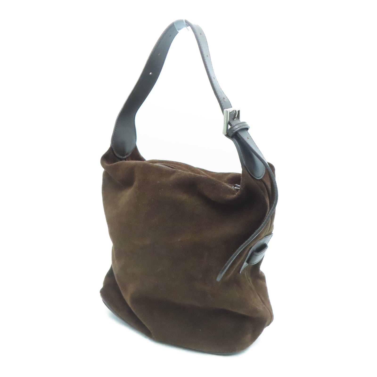 Furla 麂皮皮革Shoulder Bag银扣肩背袋啡色
