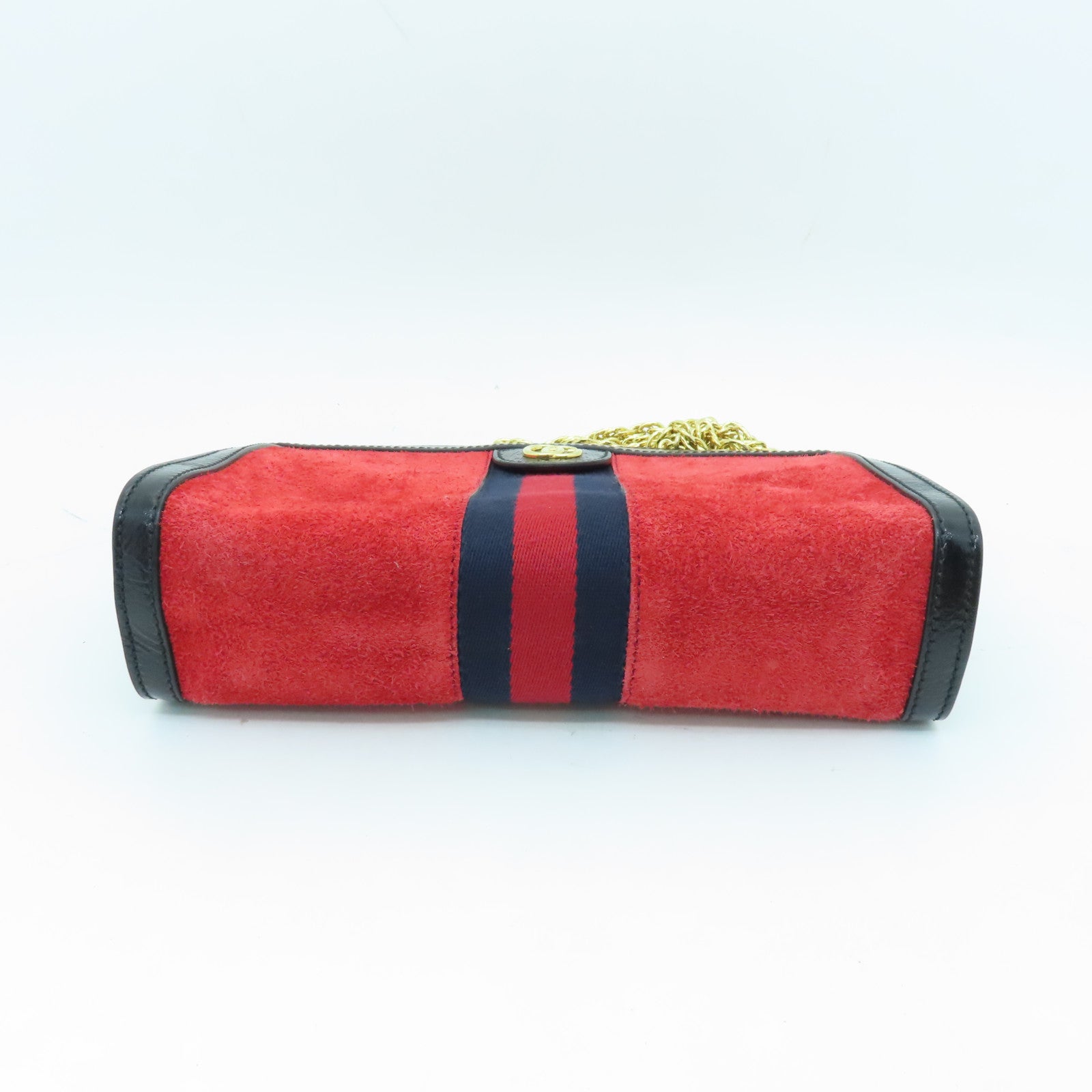 GUCCI suede leather / cowhide leather Ophidia gold buckle chain shoulder bag red / black