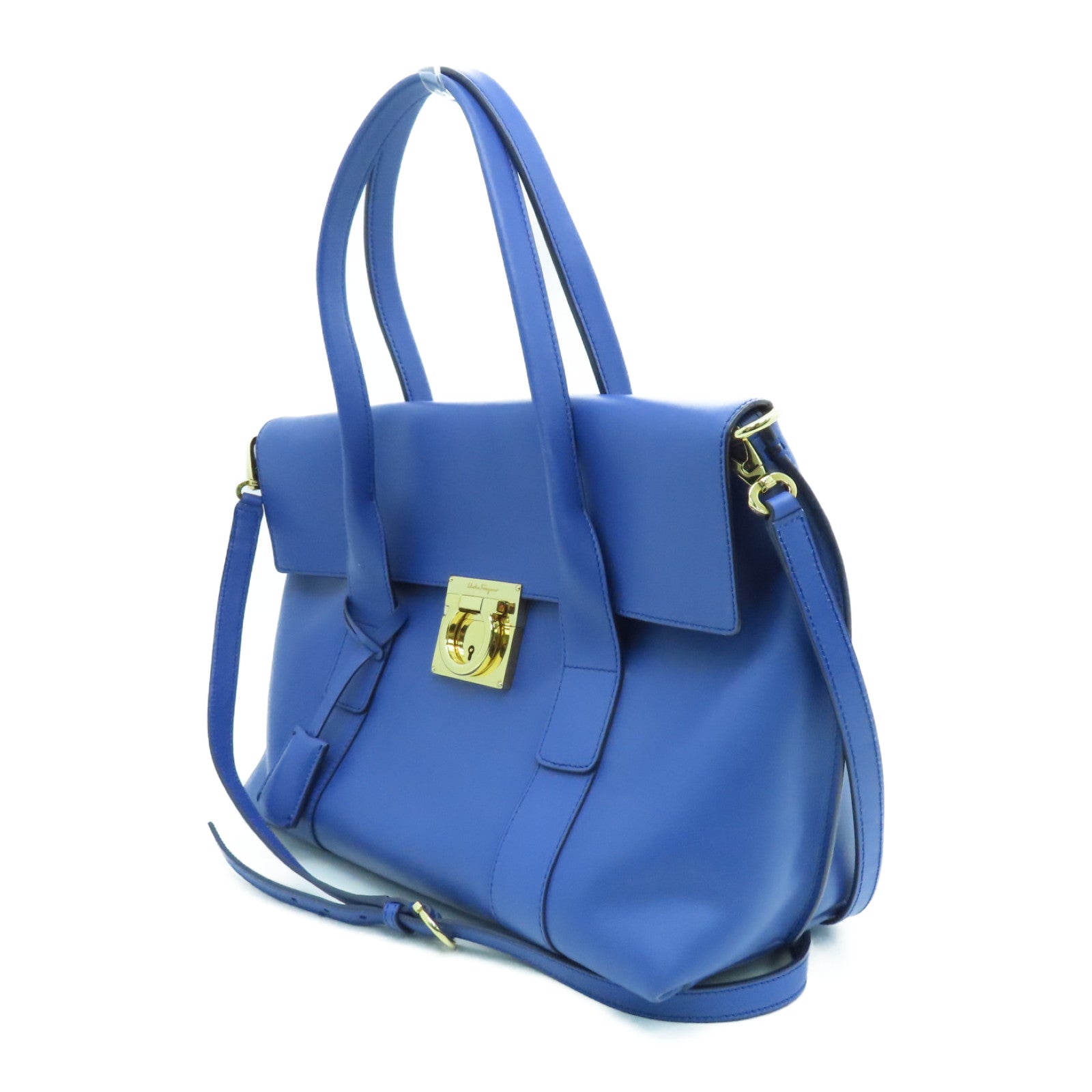 Salvatore Ferragamo 牛皮皮革2way Shoulder Bag金扣手挽肩背兩用袋藍色