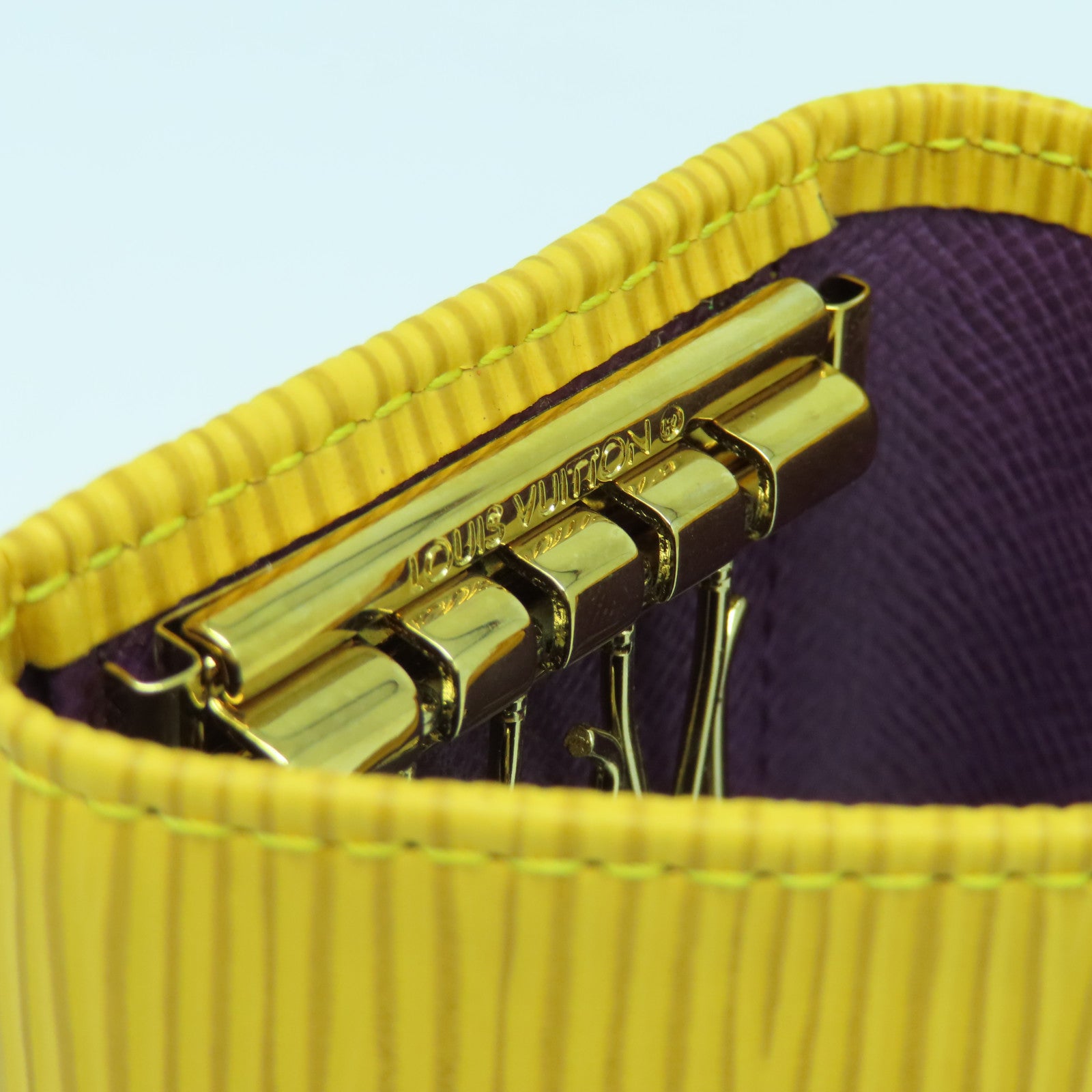 LOUIS VUITTON Epi Key Case 4金扣锁匙包黄色/紫色