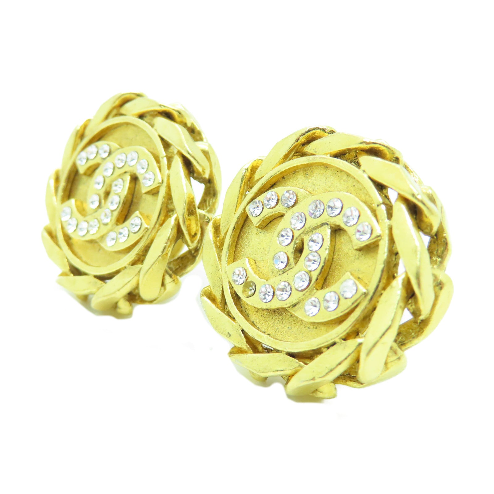 CHANEL 金屬/水晶Vintage Earrings耳環金色