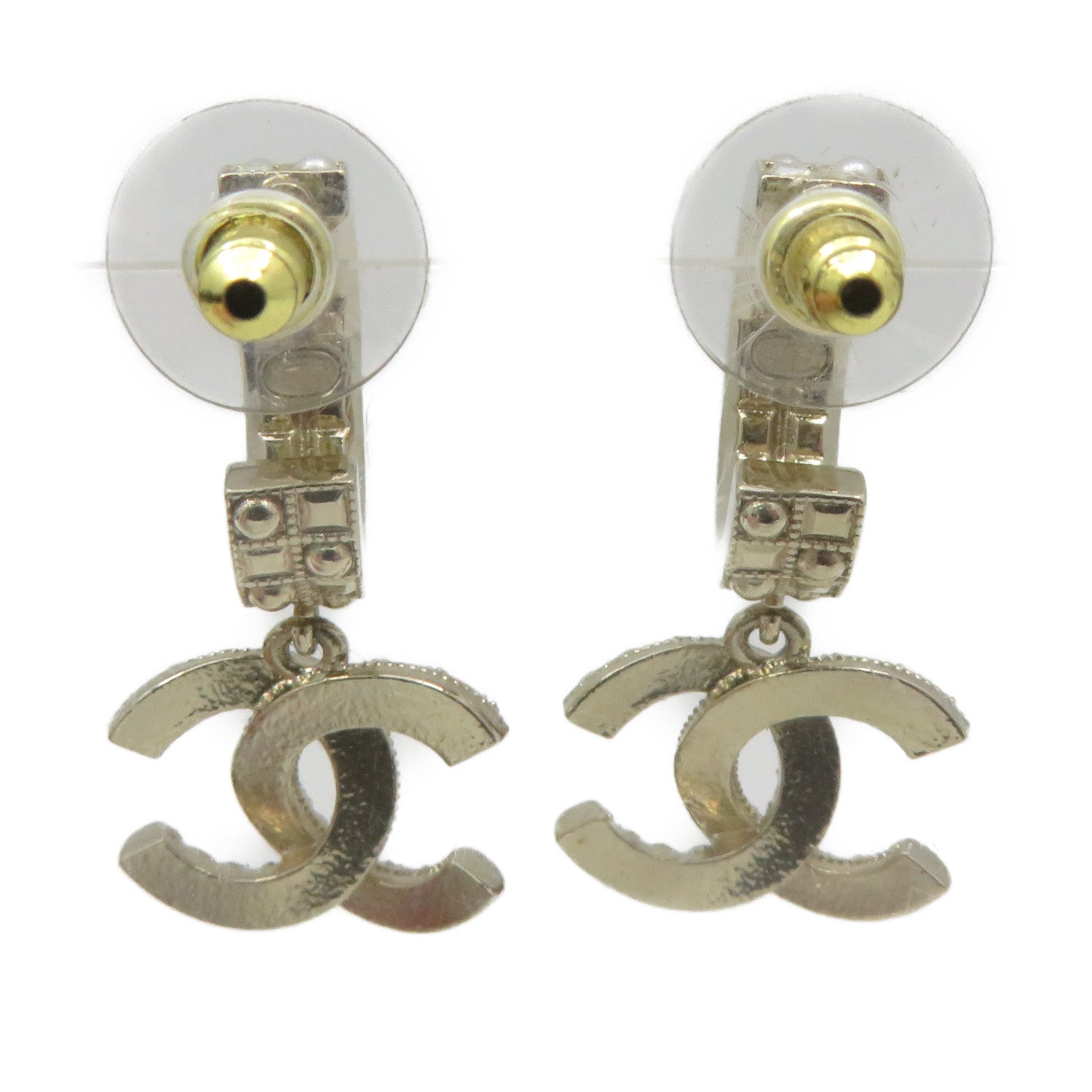 CHANEL 金屬/仿珍珠CC Earrings耳環