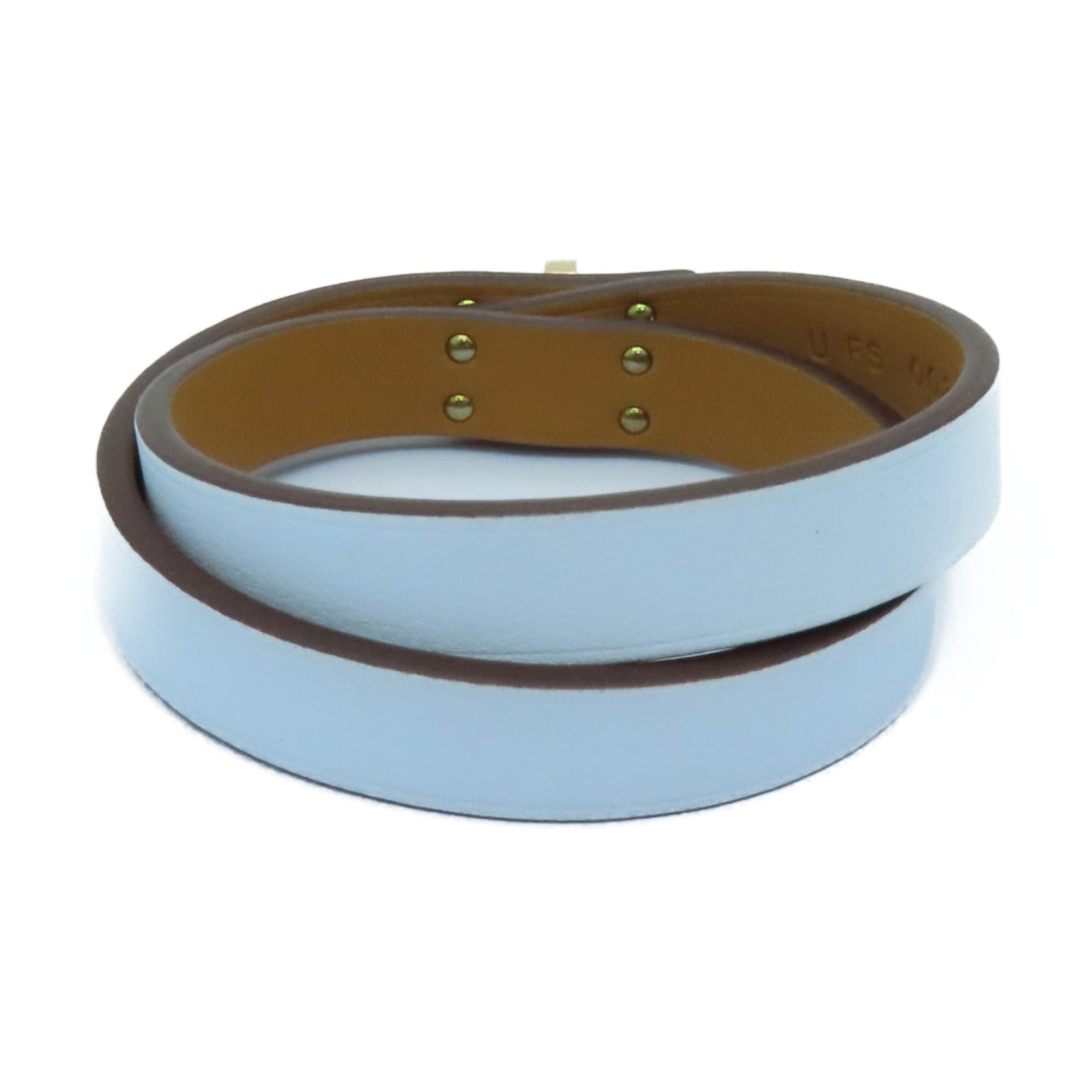 HERMES Swift Leather Mini Kelly Double Tour Gold Buckle Bracelet Bleu Brume Light Blue