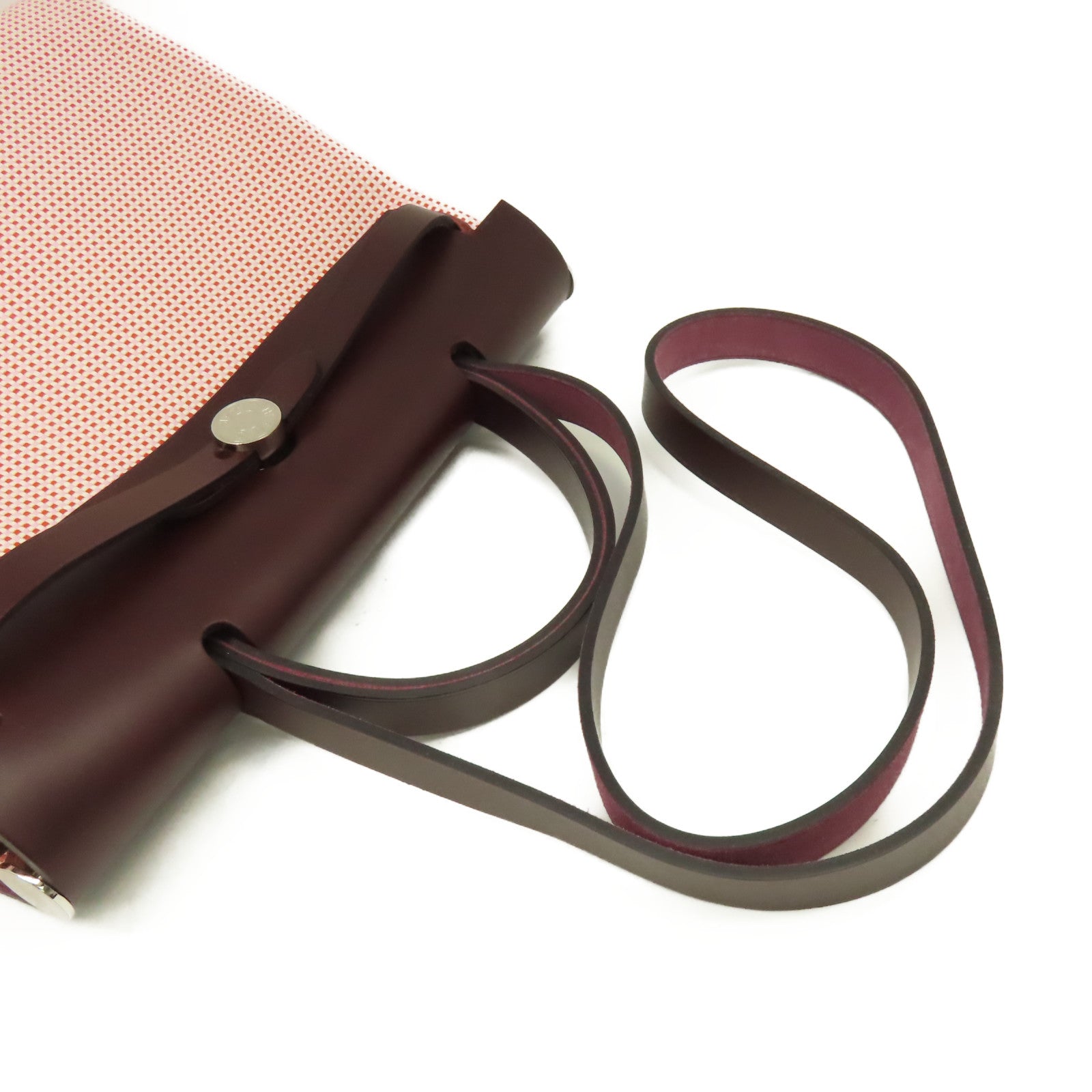 HERMES 帆布Herbag PM 2Way Shoulder Bag銀扣手挽肩背兩用袋紅色/粉紅色