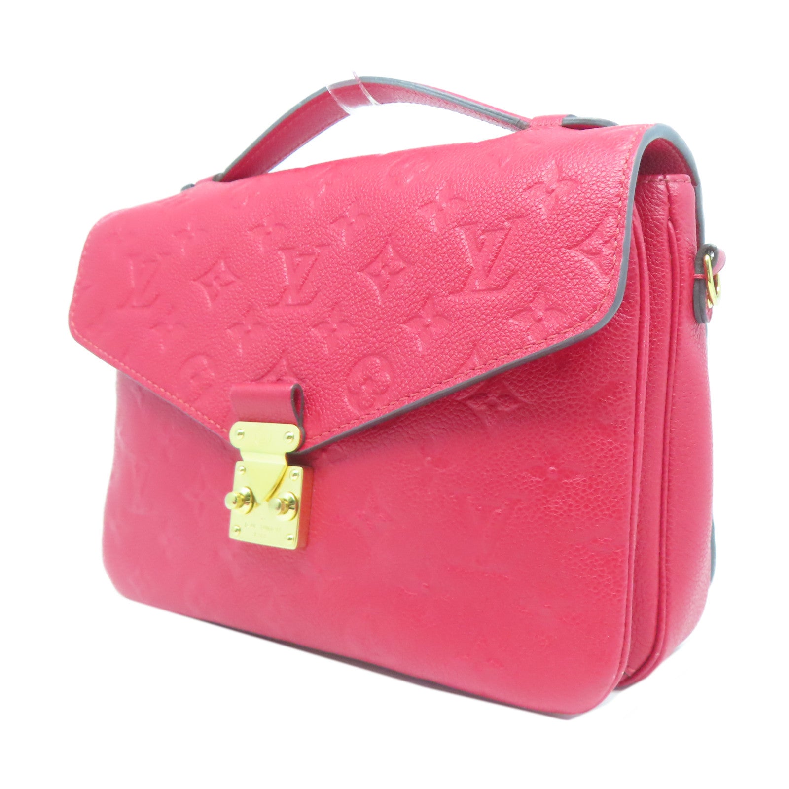 LOUIS VUITTON Monogram Empreinte Pochette Metis金扣手挽肩背兩用袋紅色