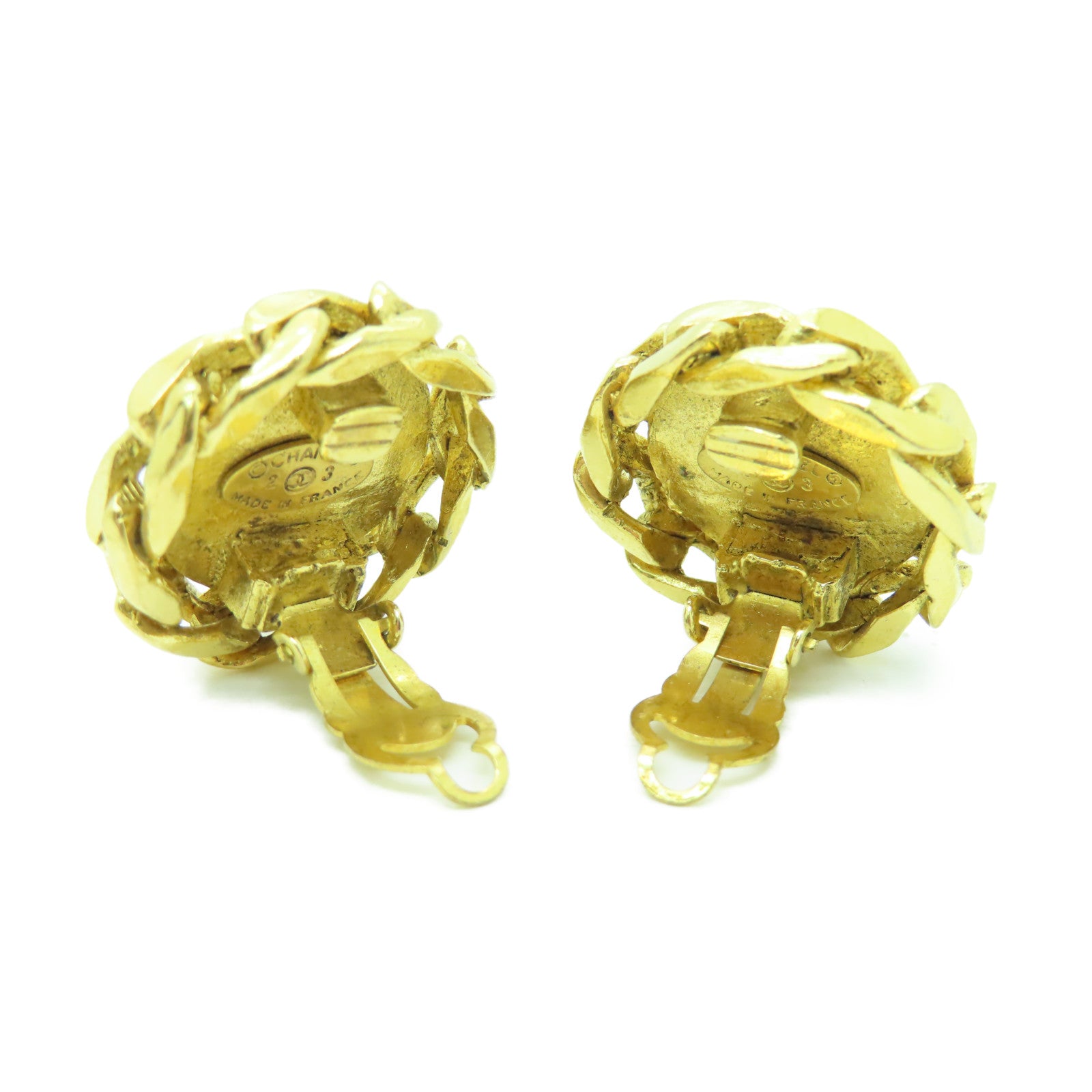 CHANEL 金屬/水晶Vintage Earrings耳環金色