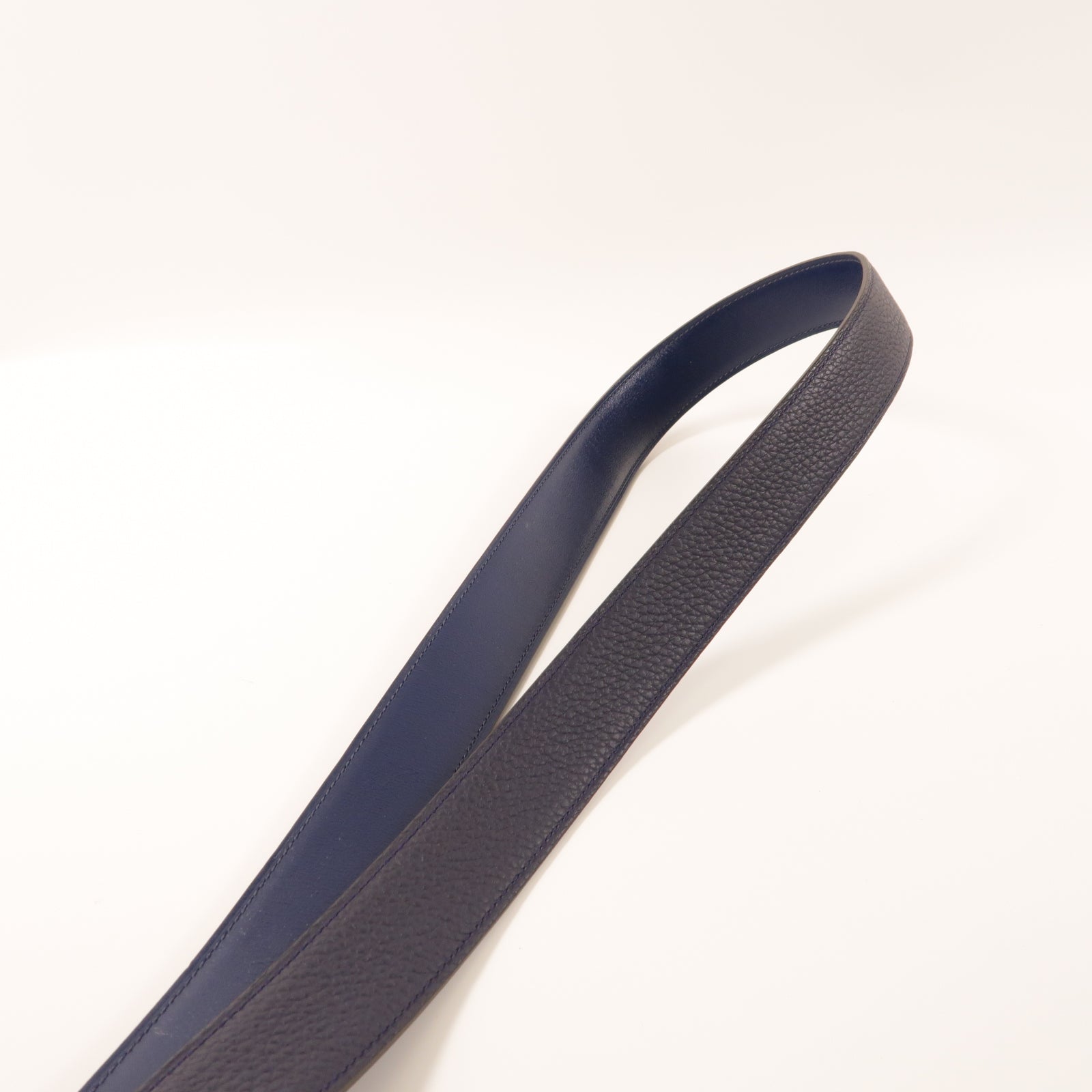 HERMES Clemence皮革Belt銀扣皮帶深藍色