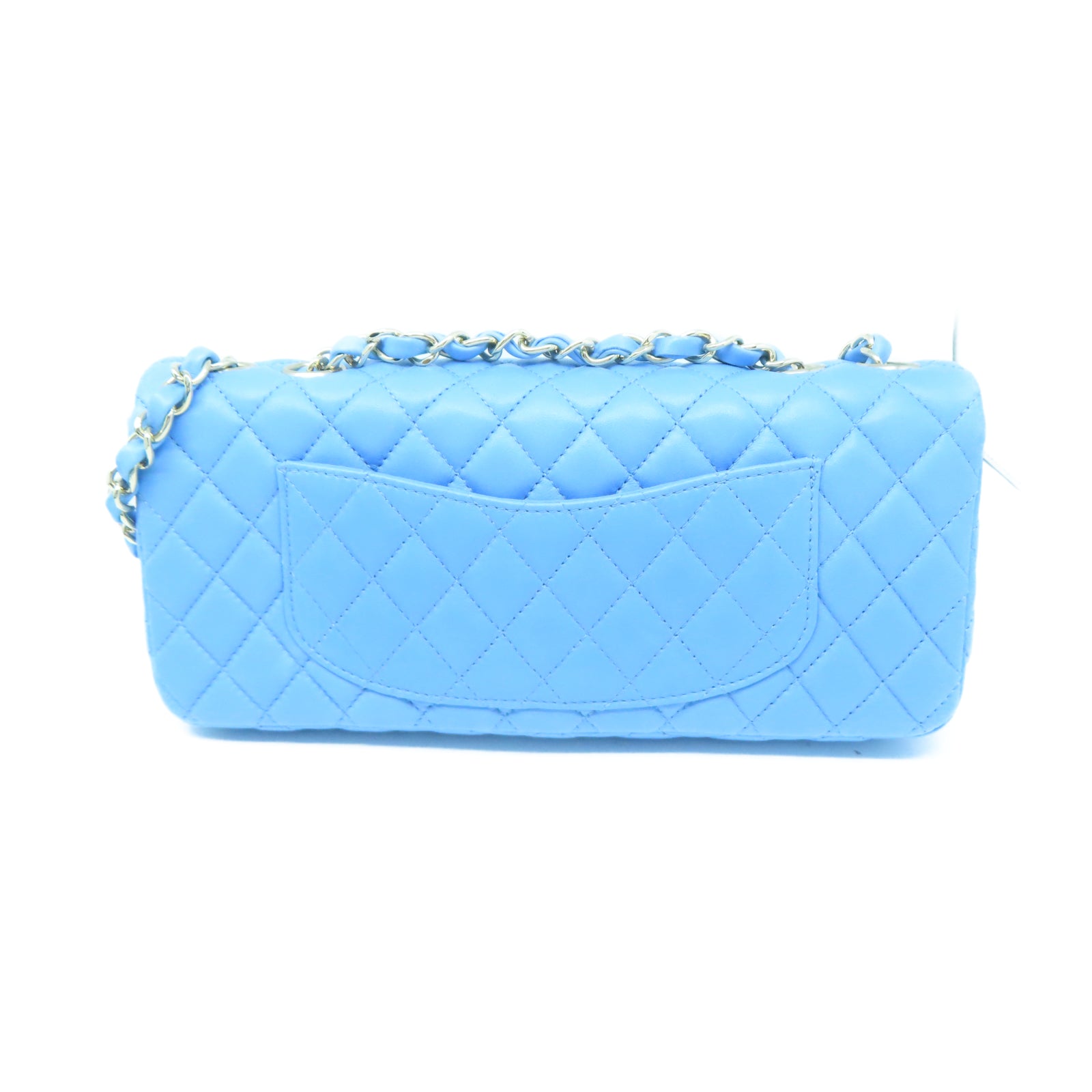 CHANEL 菱格牛皮皮革Chain Shoulder金扣鏈帶肩背袋藍色