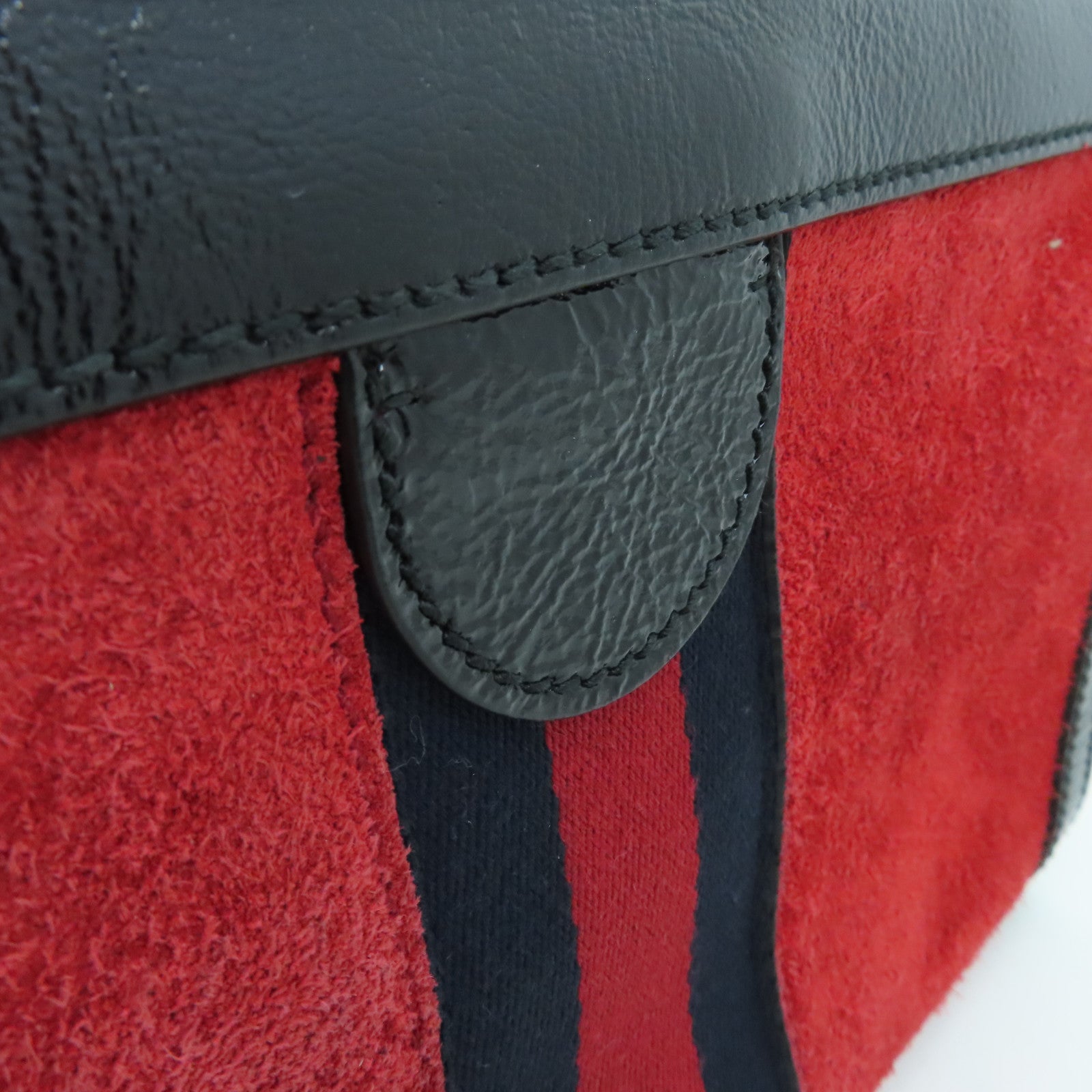 GUCCI suede leather / cowhide leather Ophidia gold buckle chain shoulder bag red / black