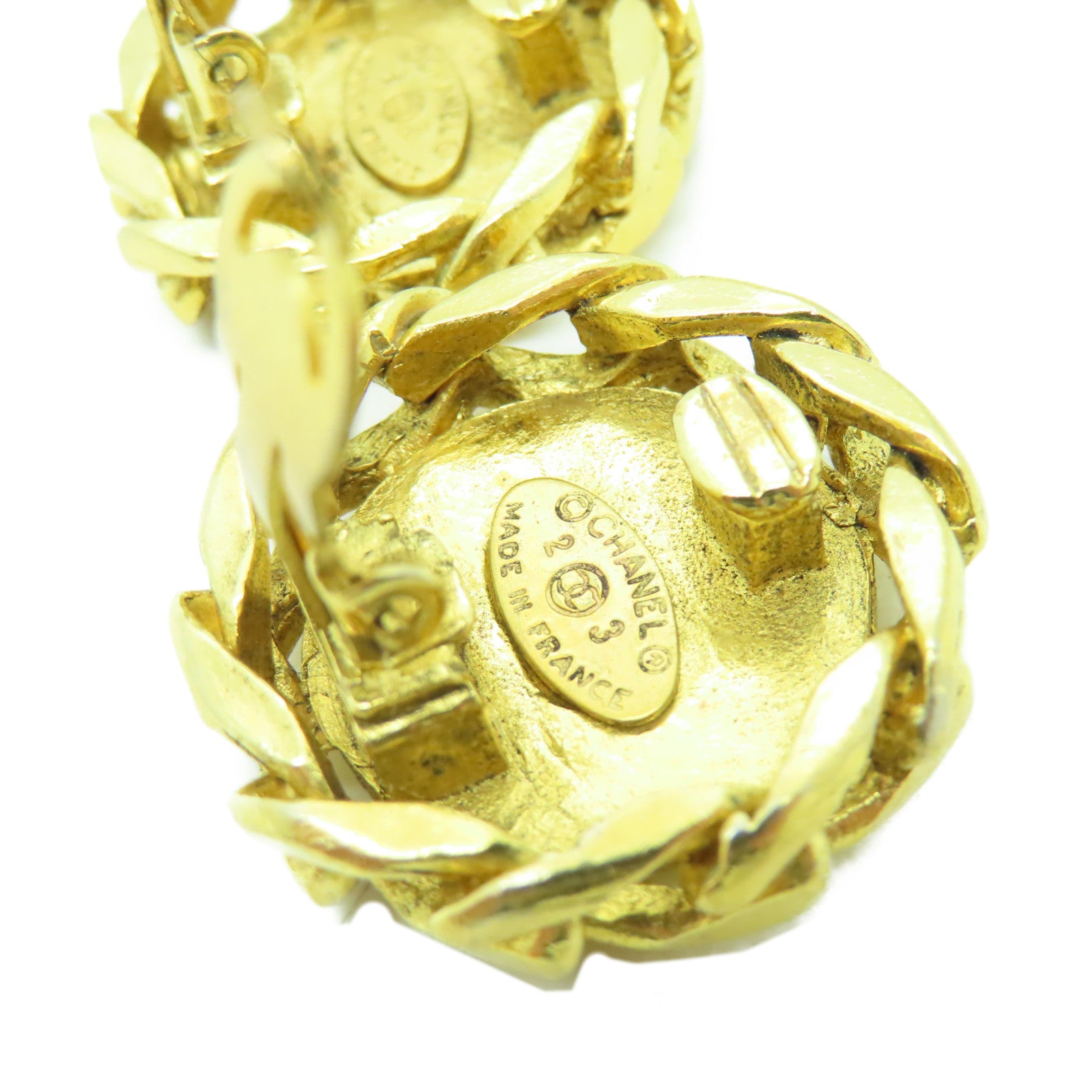 CHANEL 金屬/水晶Vintage Earrings耳環金色