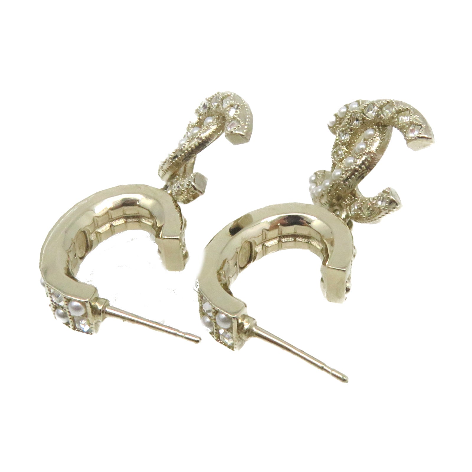 CHANEL 金屬/仿珍珠CC Earrings耳環