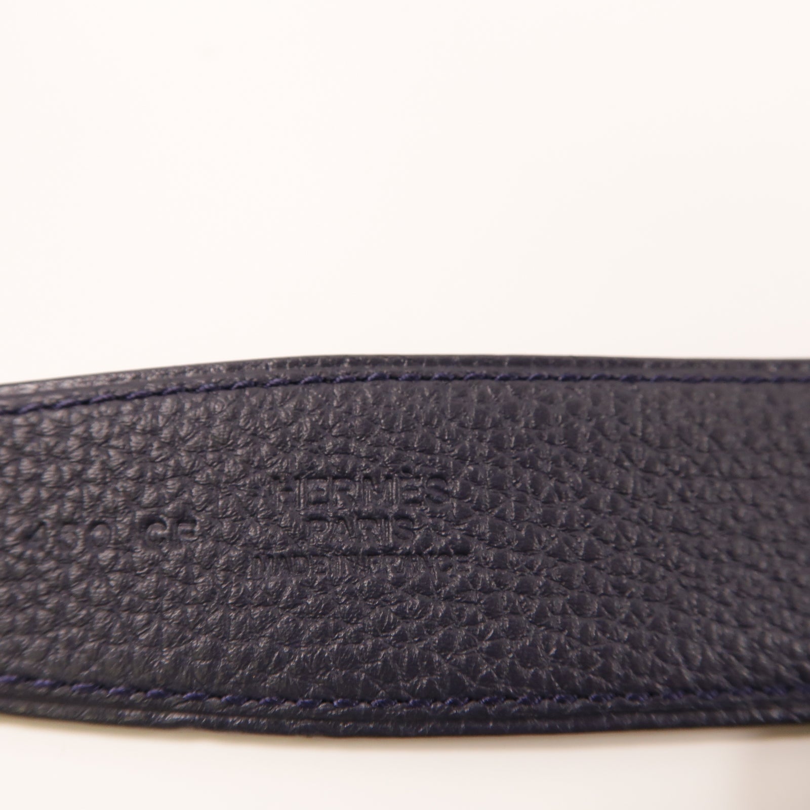HERMES Clemence皮革Belt銀扣皮帶深藍色