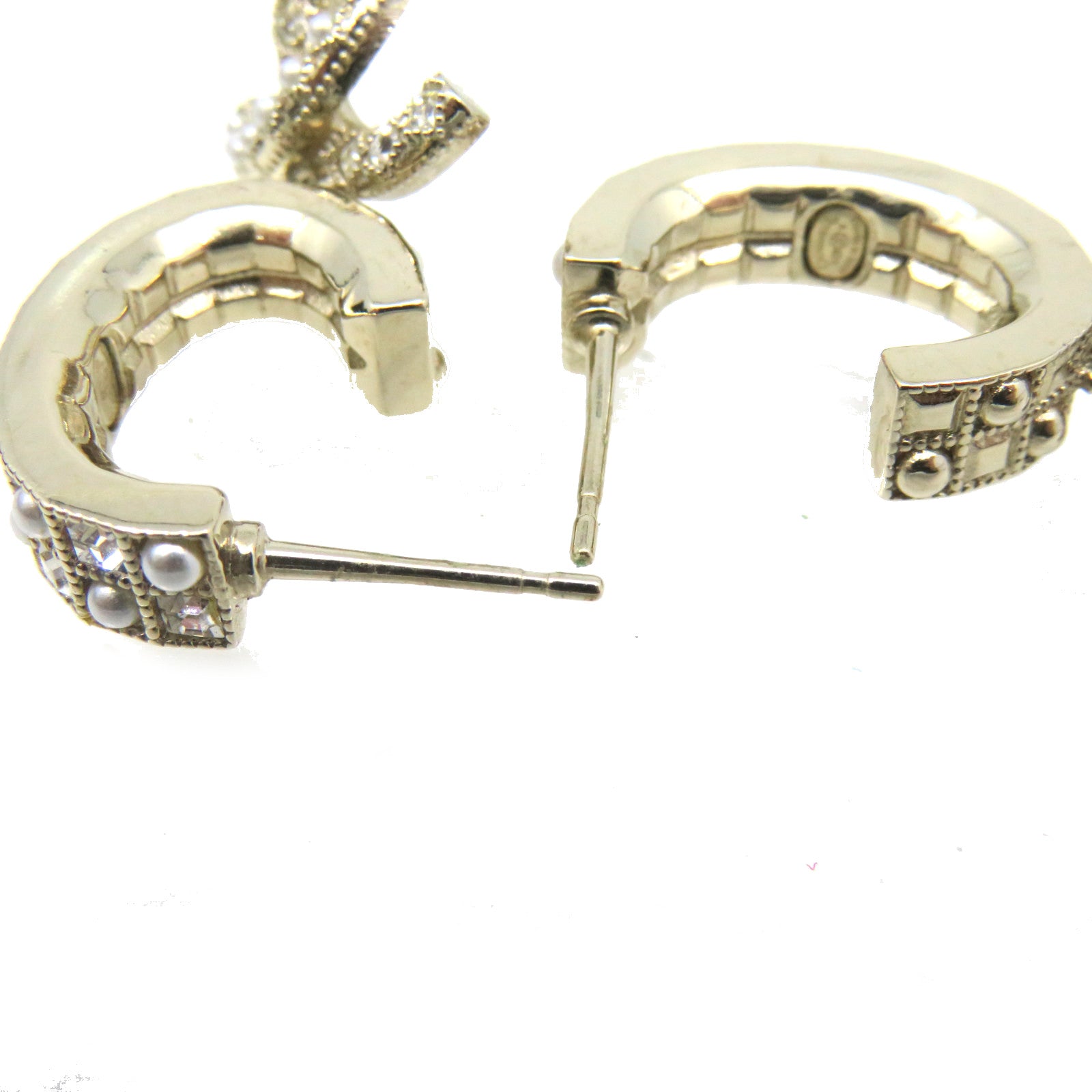 CHANEL 金屬/仿珍珠CC Earrings耳環