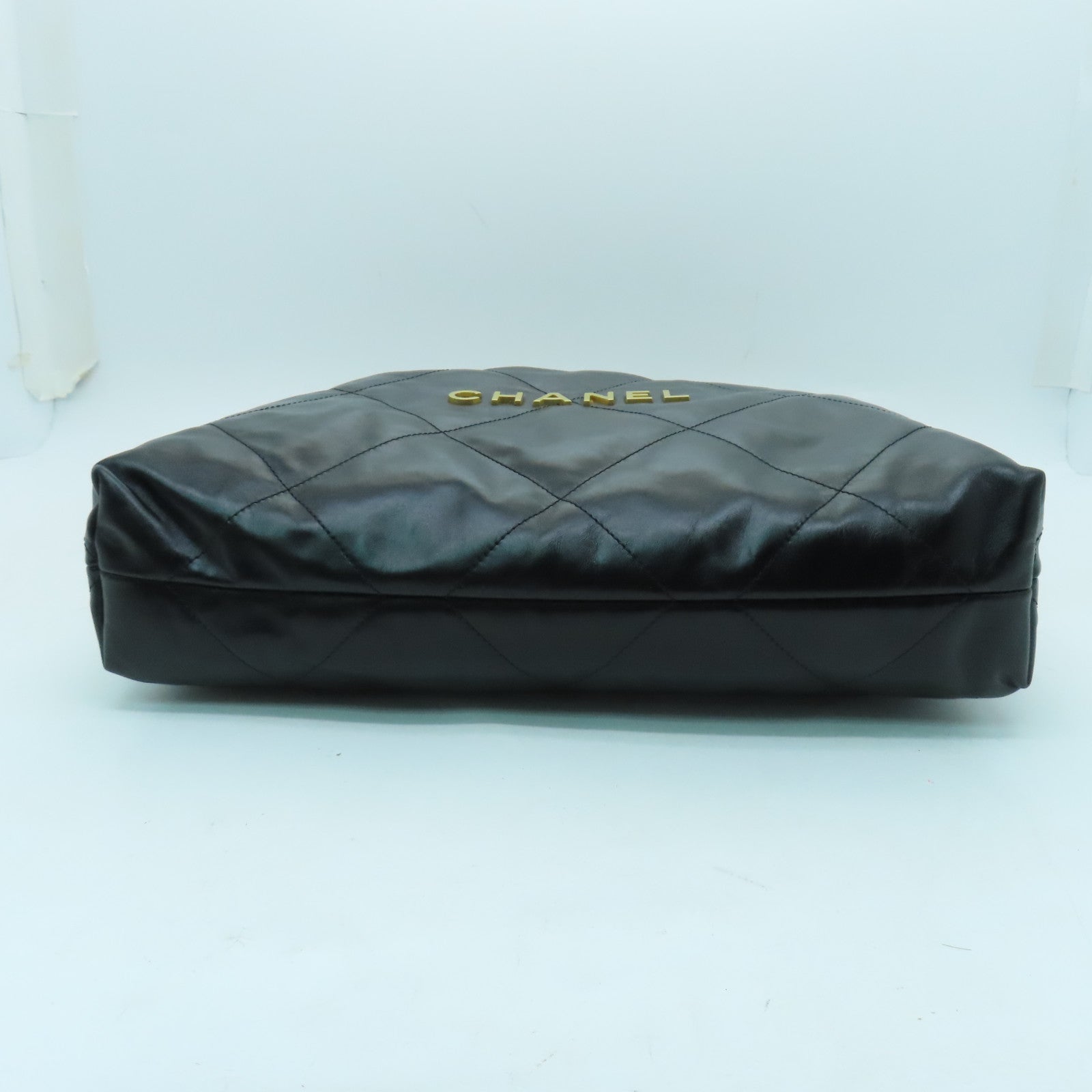 CHANEL 牛皮皮革Chanel 22金扣鏈帶肩背袋黑色