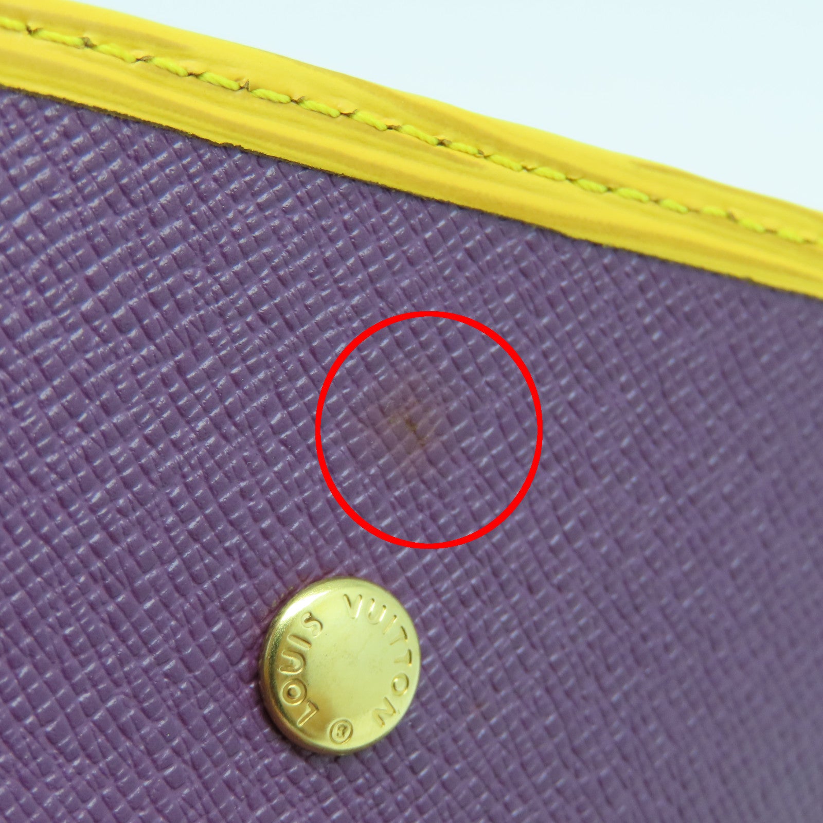 LOUIS VUITTON Epi Key Case 4金扣锁匙包黄色/紫色
