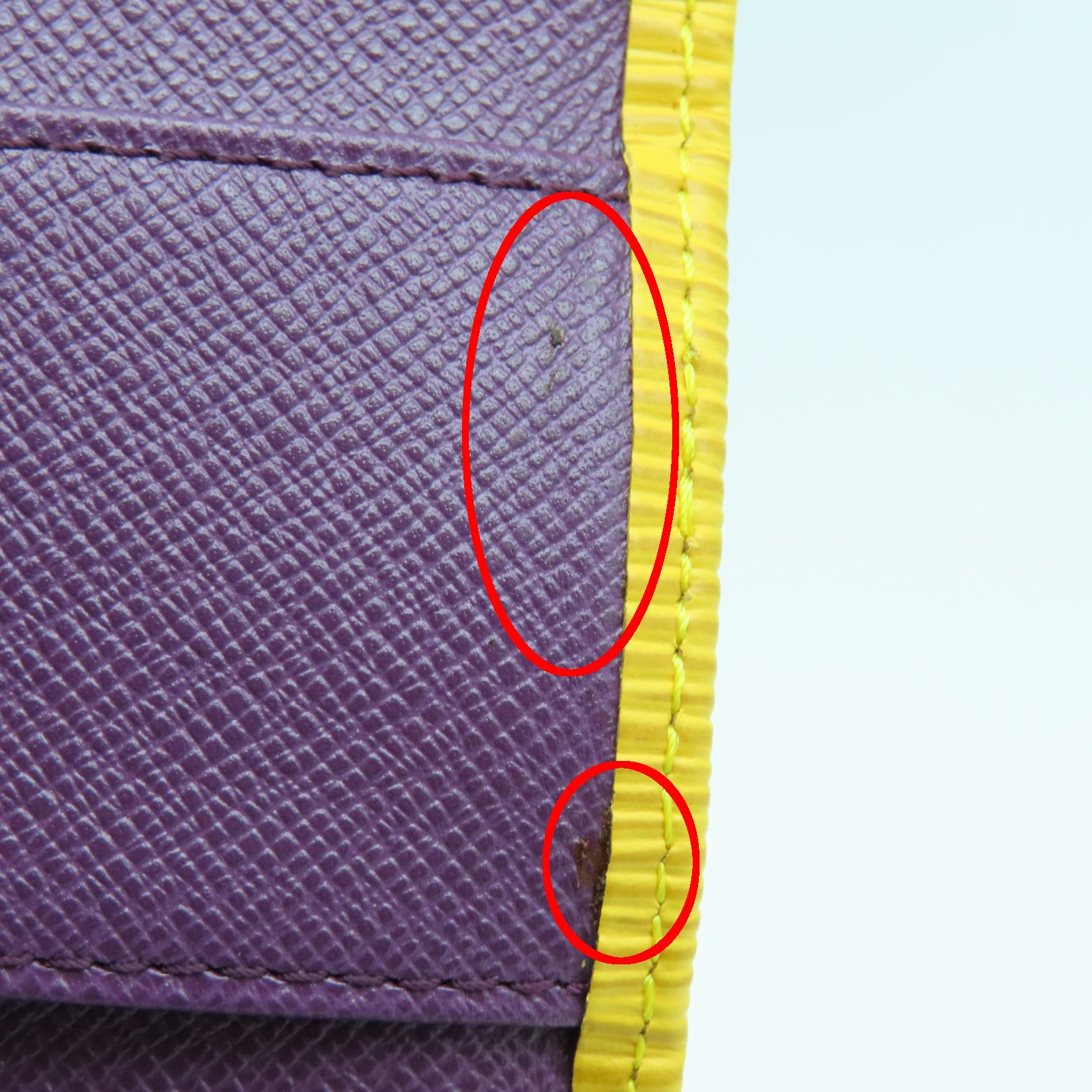 LOUIS VUITTON Epi Key Case 4金扣锁匙包黄色/紫色