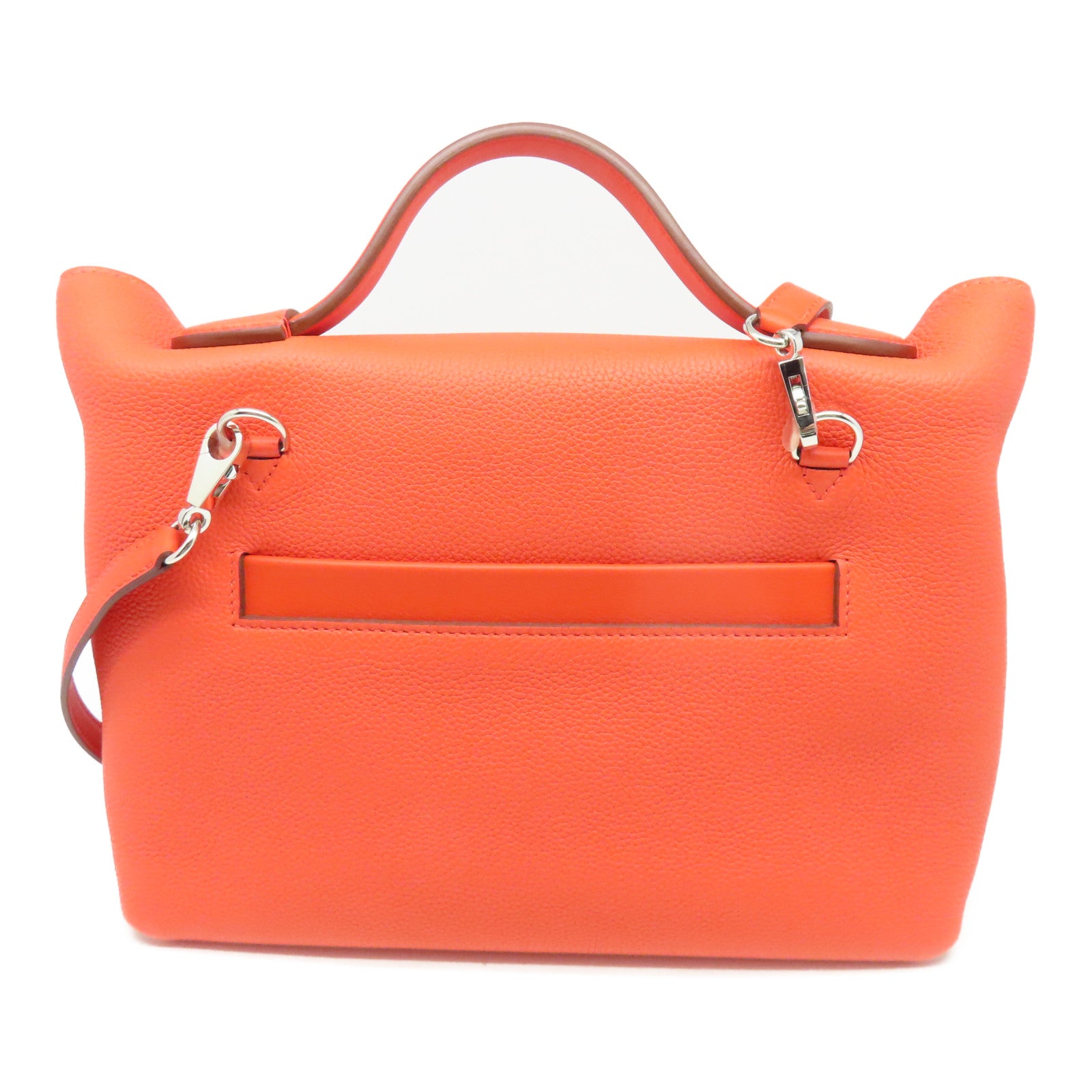 HERMES Togo皮革24/24 29cm银扣手挽肩背两用袋火橘色