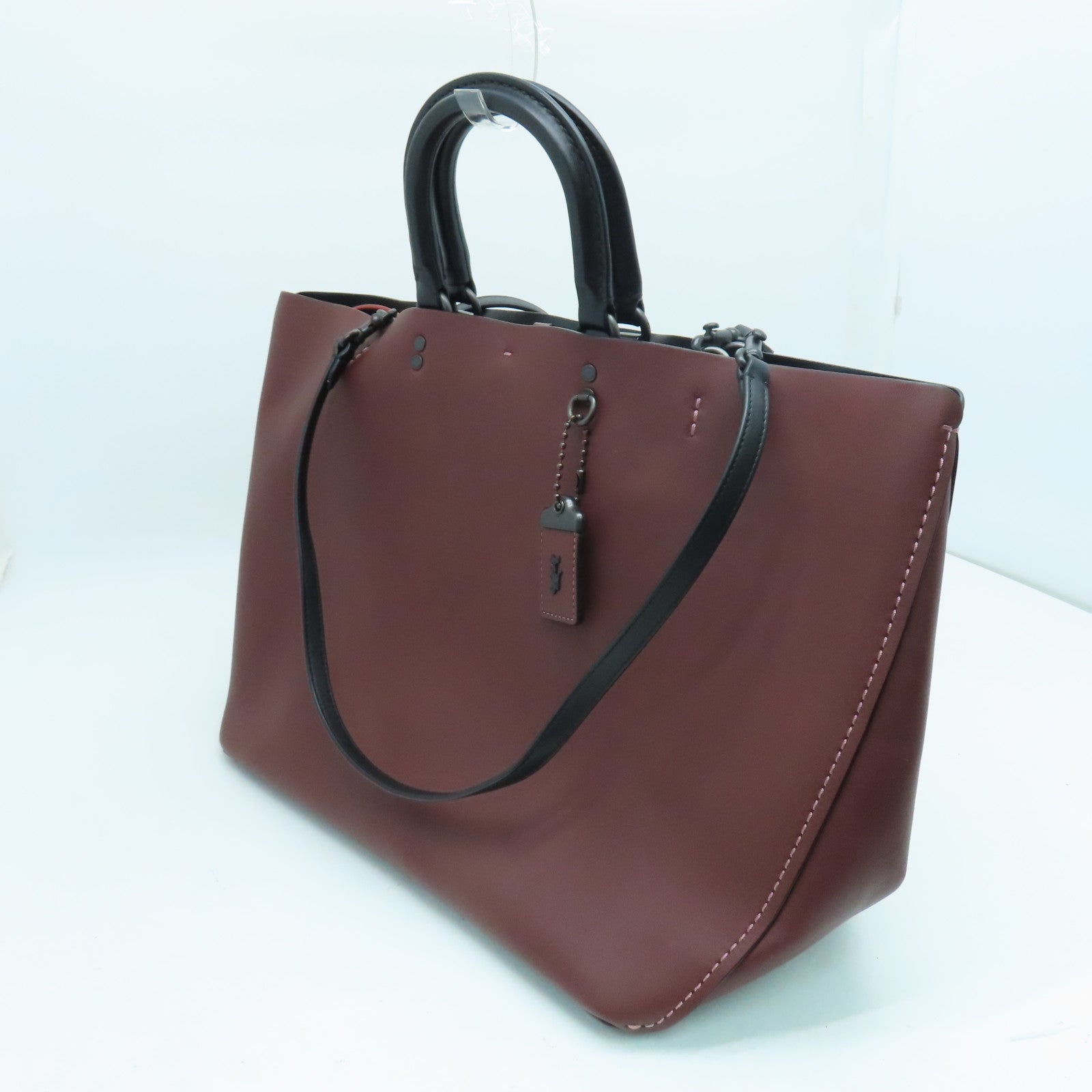 COACH 牛皮皮革Rouge Tote手挽肩背兩用袋酒紅色
