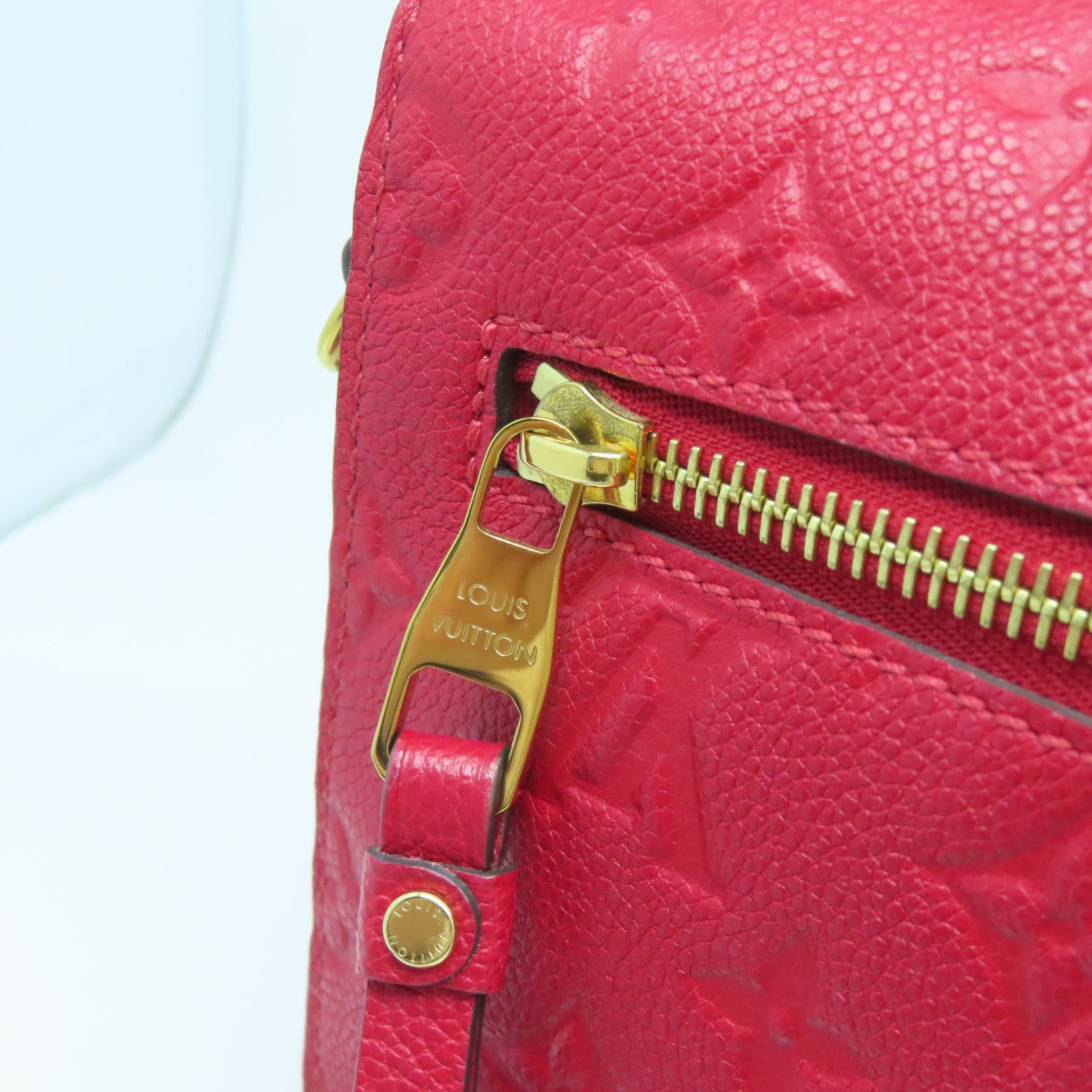 LOUIS VUITTON Monogram Empreinte Pochette Metis金扣手挽肩背兩用袋紅色