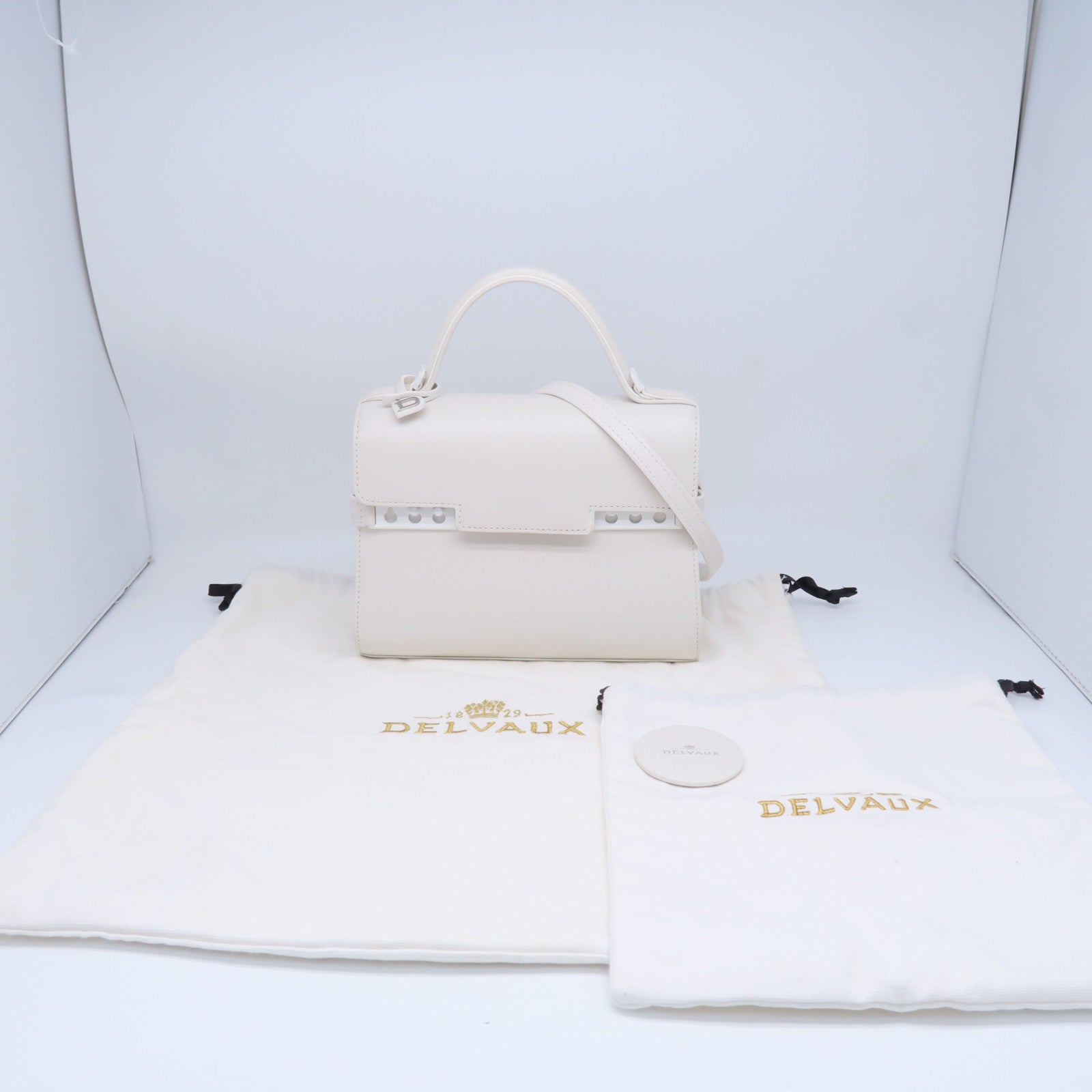 Delvaux 牛皮皮革2 Way Shoulder手挽肩背兩用袋白色