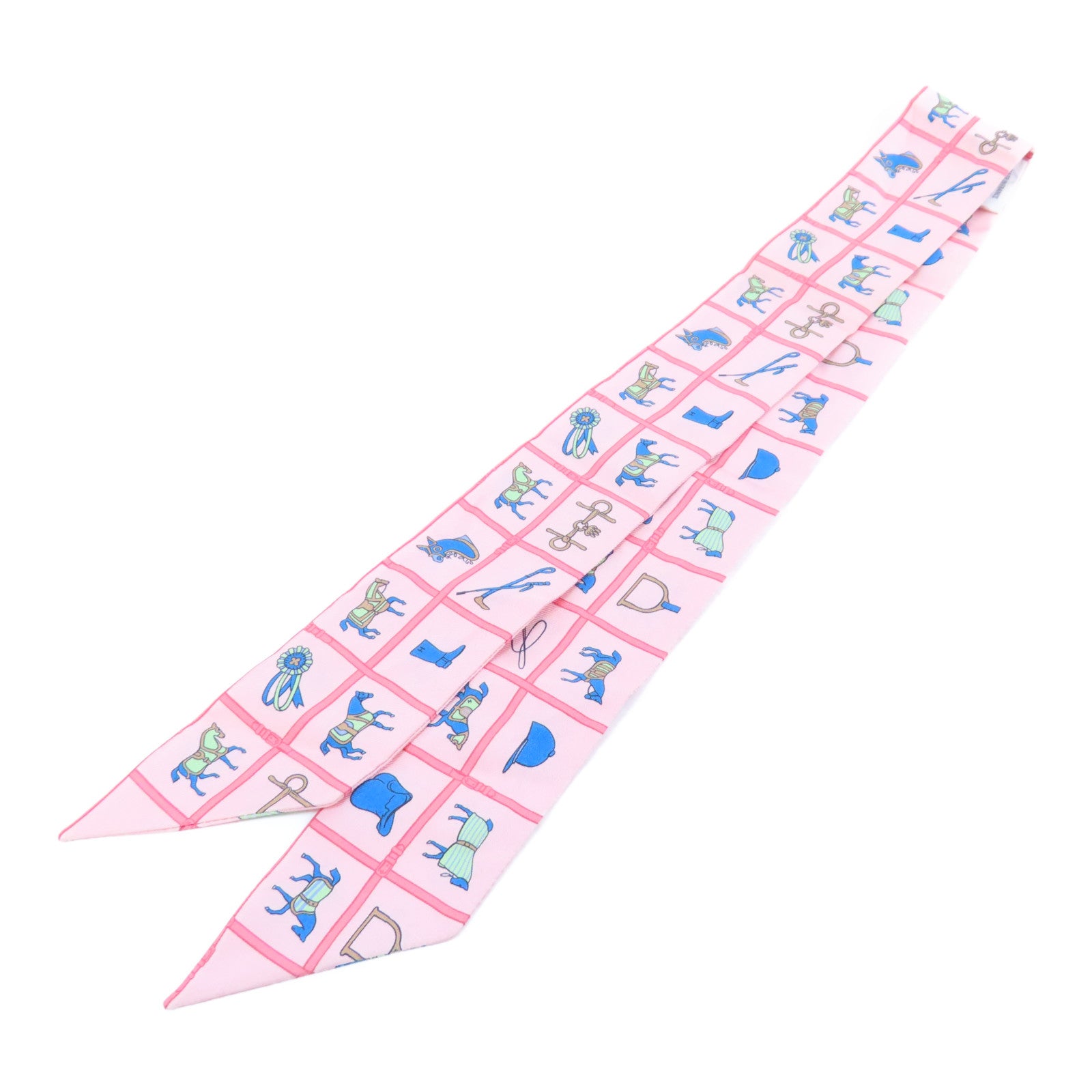 HERMES 絲質Twilly Scarf絲巾粉紅色