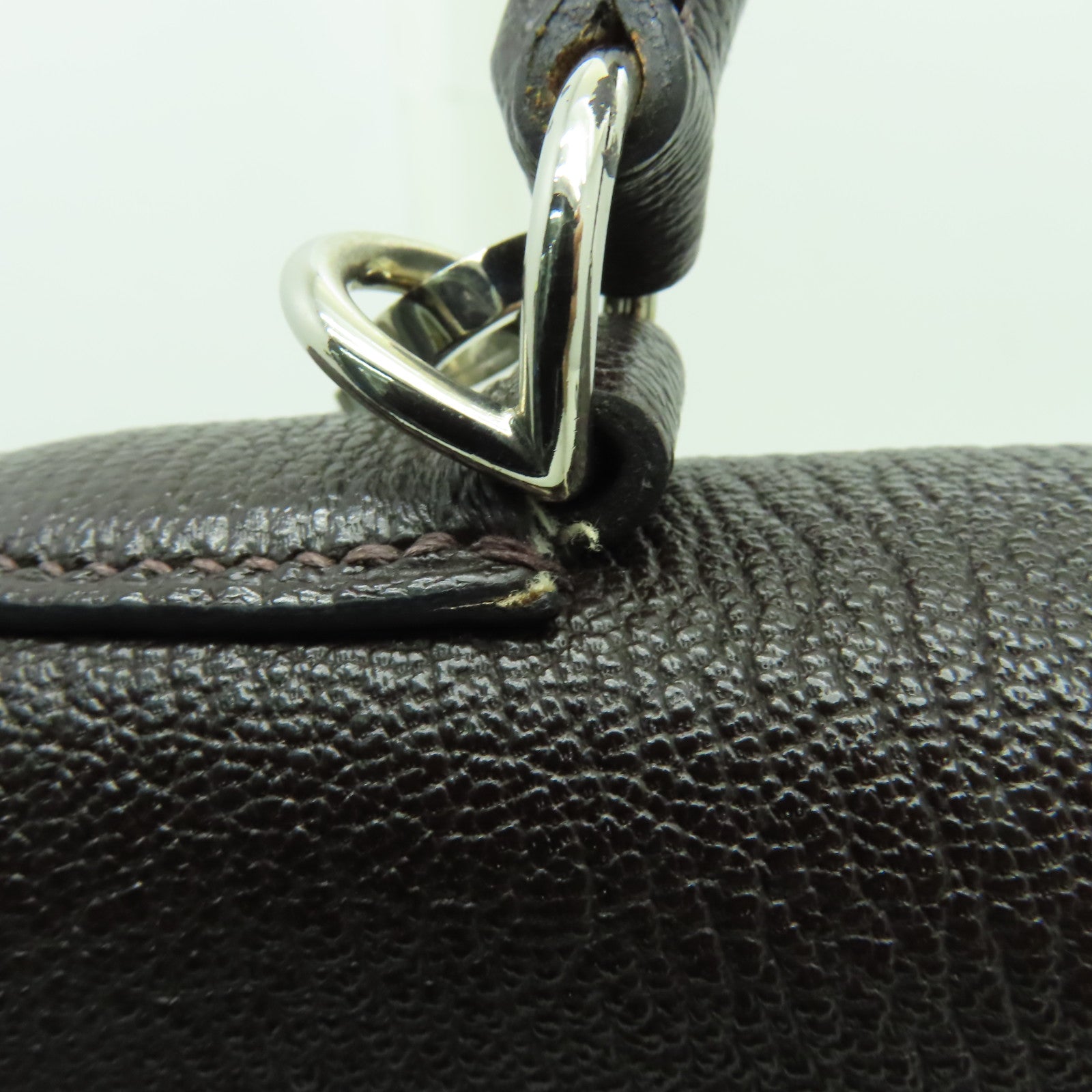 HERMES 【激減優惠】Chevre皮革Kelly 35銀扣手挽肩背兩用袋啡色