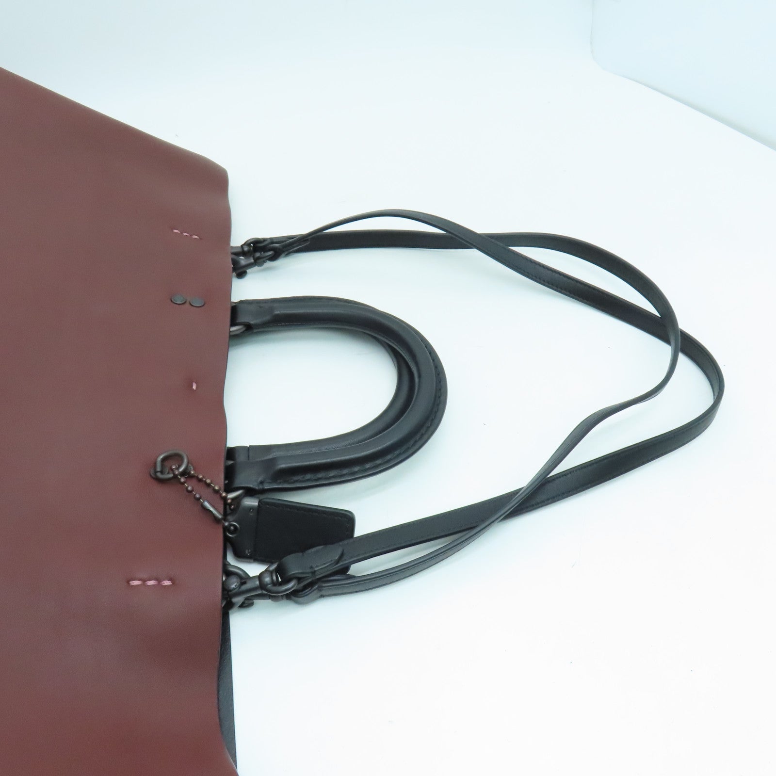 COACH 牛皮皮革Rouge Tote手挽肩背兩用袋酒紅色