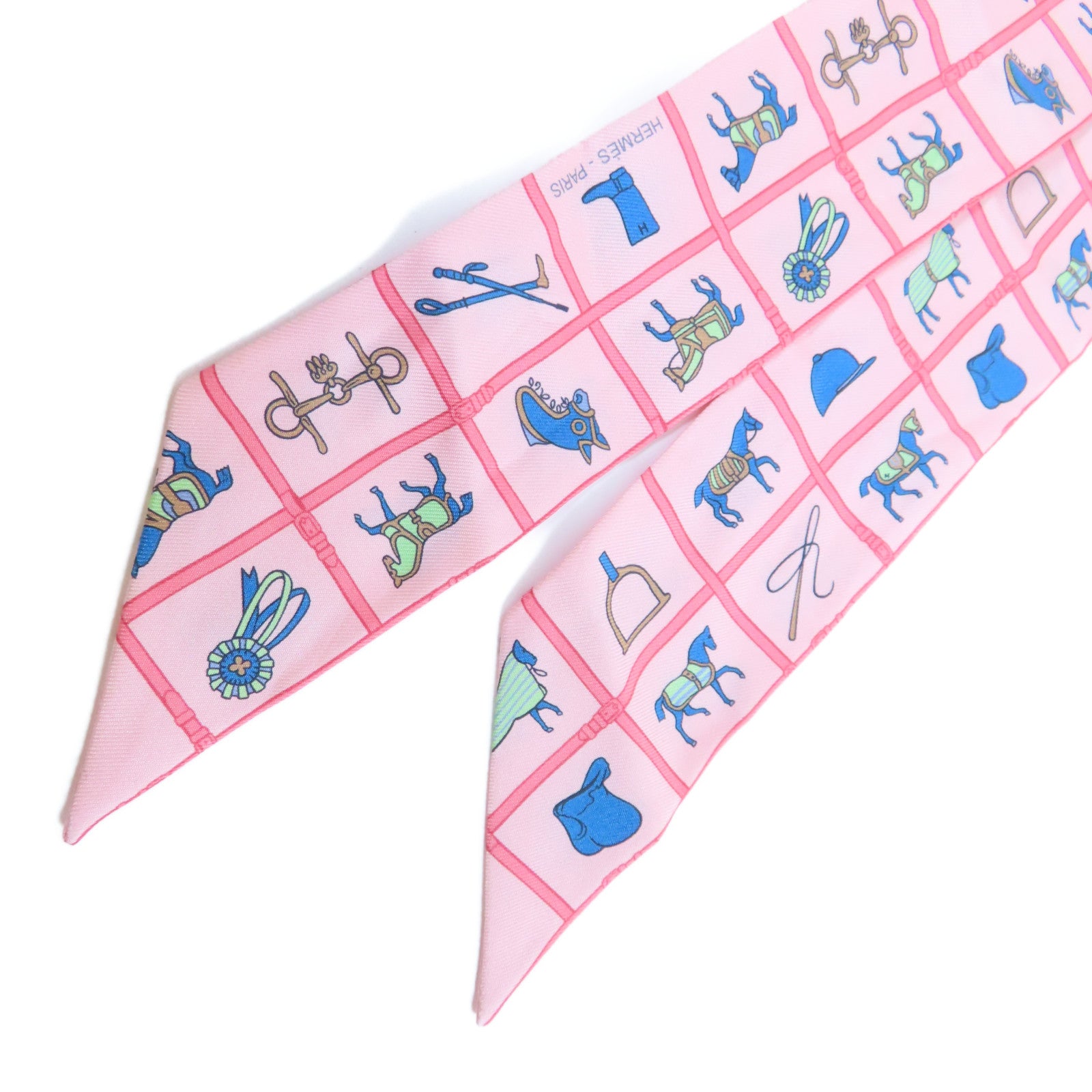 HERMES 絲質Twilly Scarf絲巾粉紅色