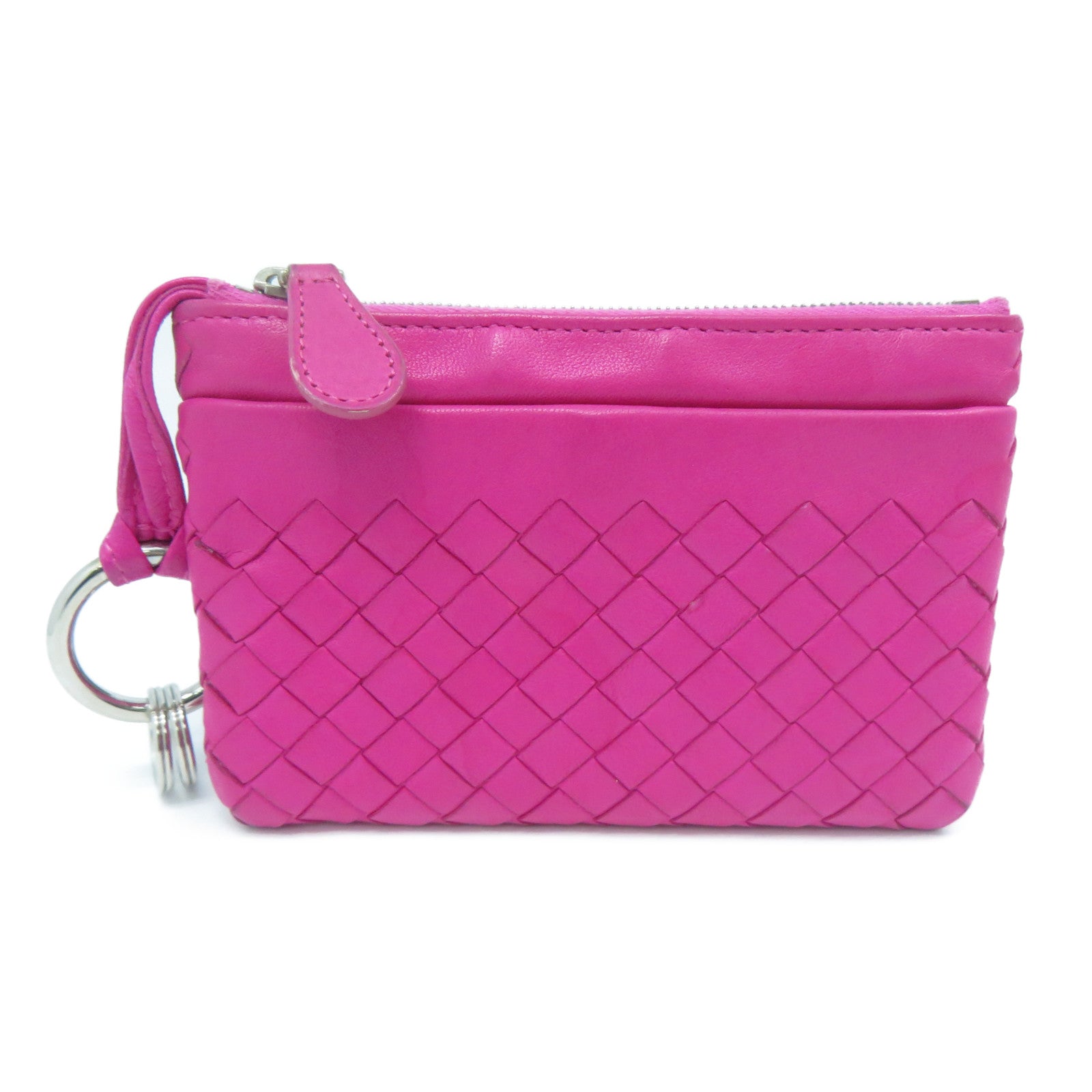 BOTTEGA VENETA 牛皮皮革Coin & Key Case銀扣零錢包粉紅色