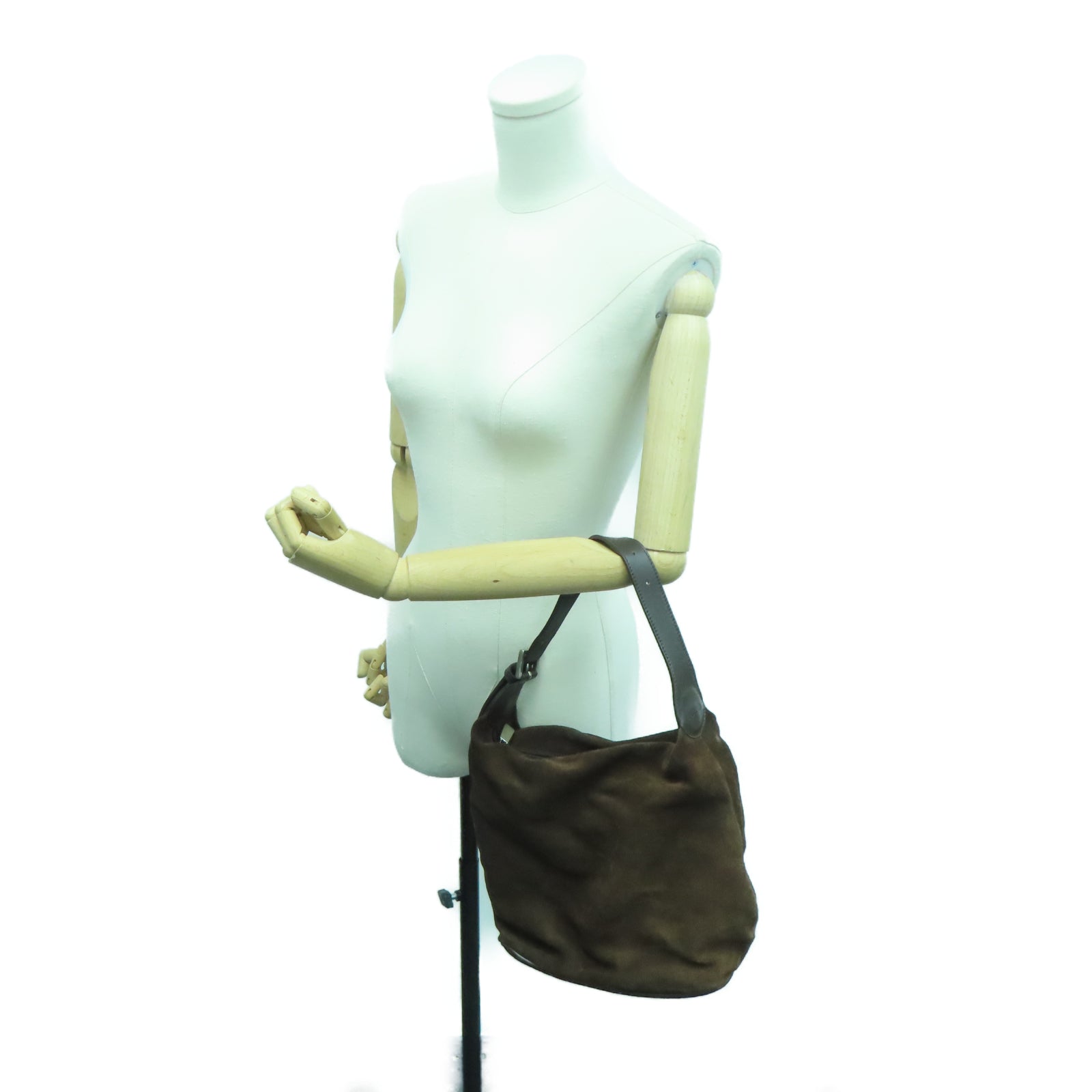 Furla 麂皮皮革Shoulder Bag银扣肩背袋啡色