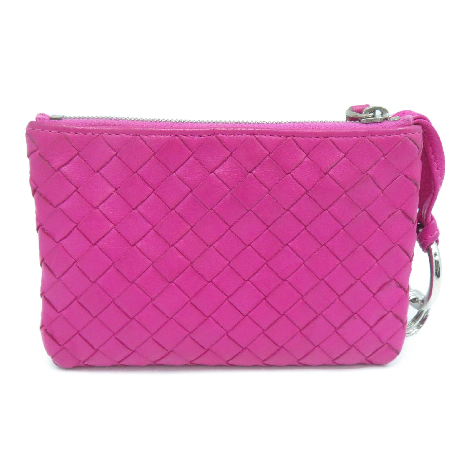 BOTTEGA VENETA 牛皮皮革Coin & Key Case銀扣零錢包粉紅色