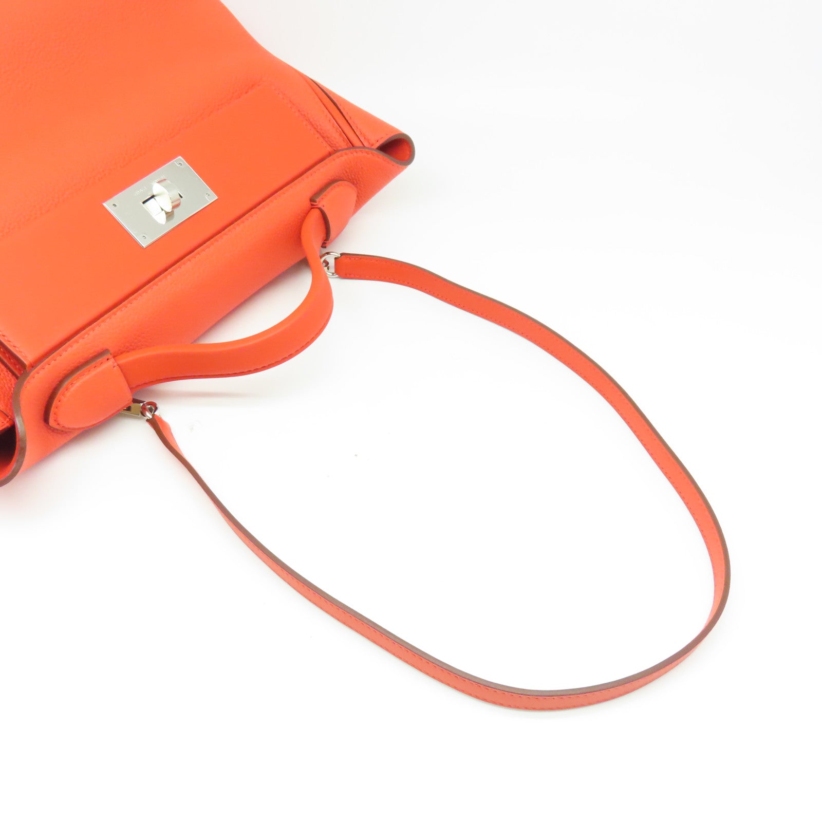 HERMES Togo皮革24/24 29cm银扣手挽肩背两用袋火橘色