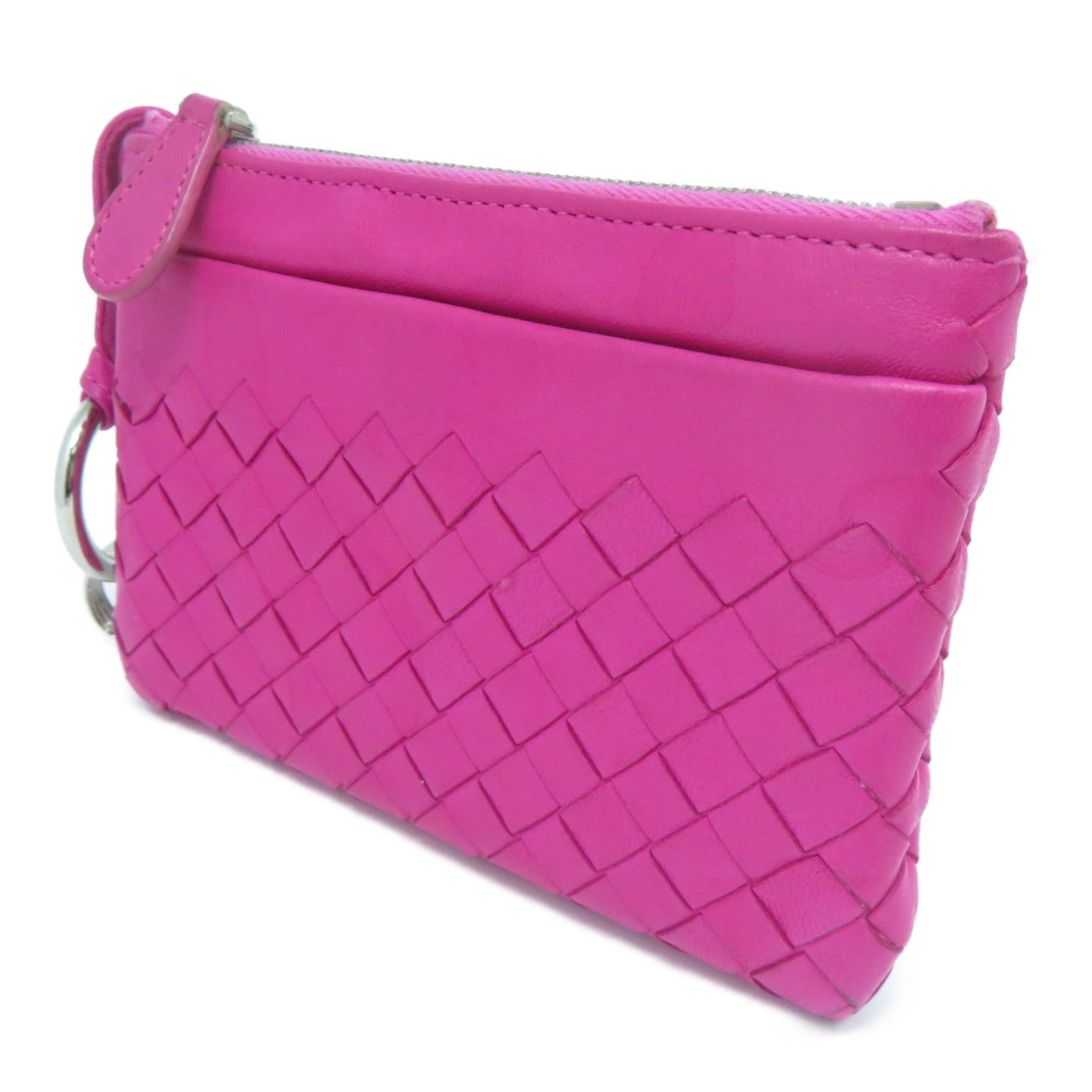 BOTTEGA VENETA 牛皮皮革Coin & Key Case銀扣零錢包粉紅色