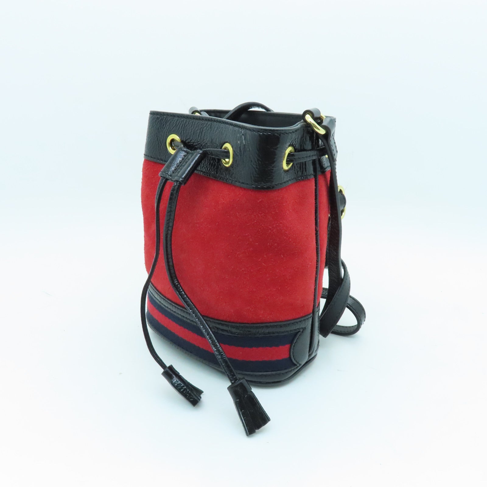 GUCCI suede leather / cowhide leather Ophidia Crossbody gold buckle shoulder bag red / black