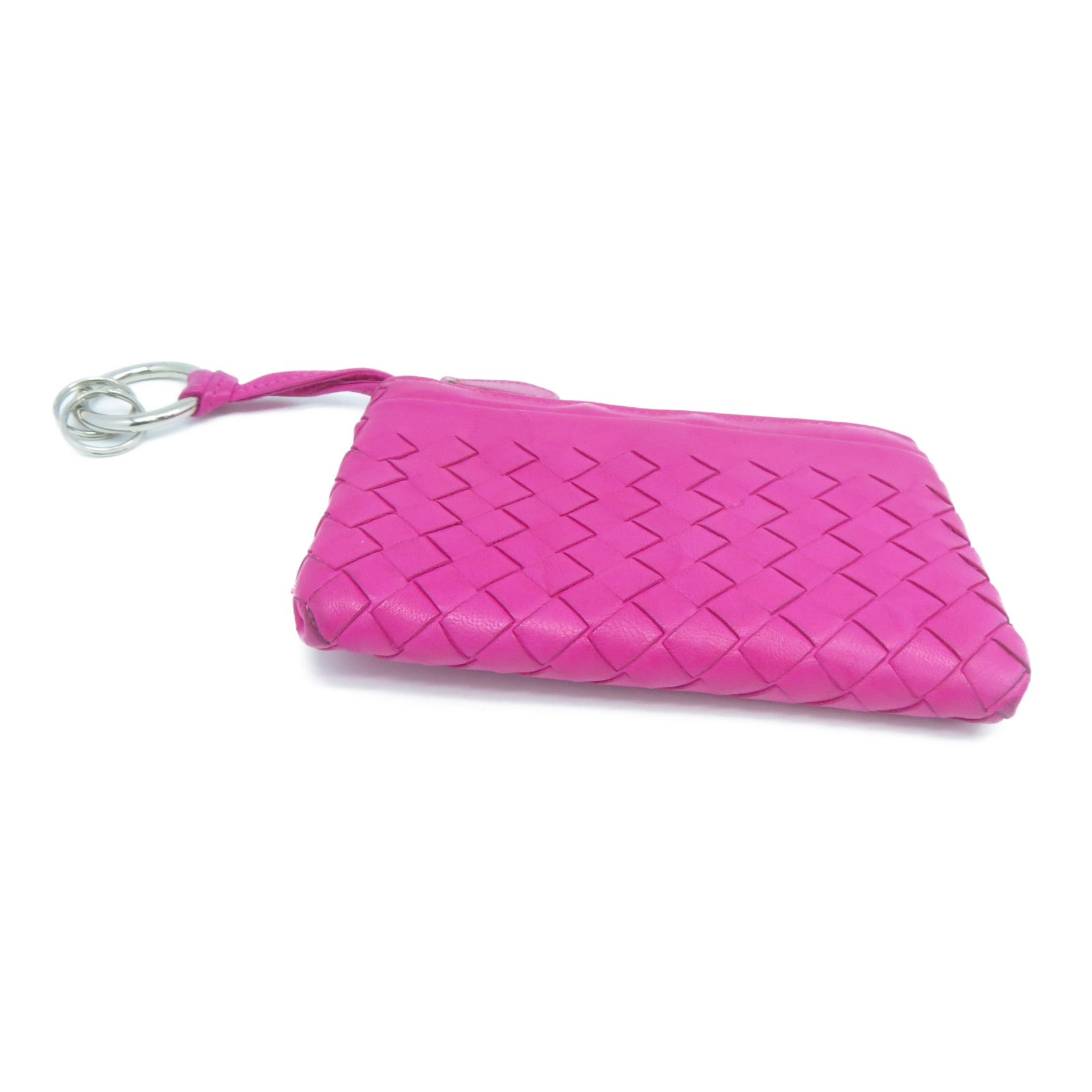 BOTTEGA VENETA 牛皮皮革Coin & Key Case銀扣零錢包粉紅色