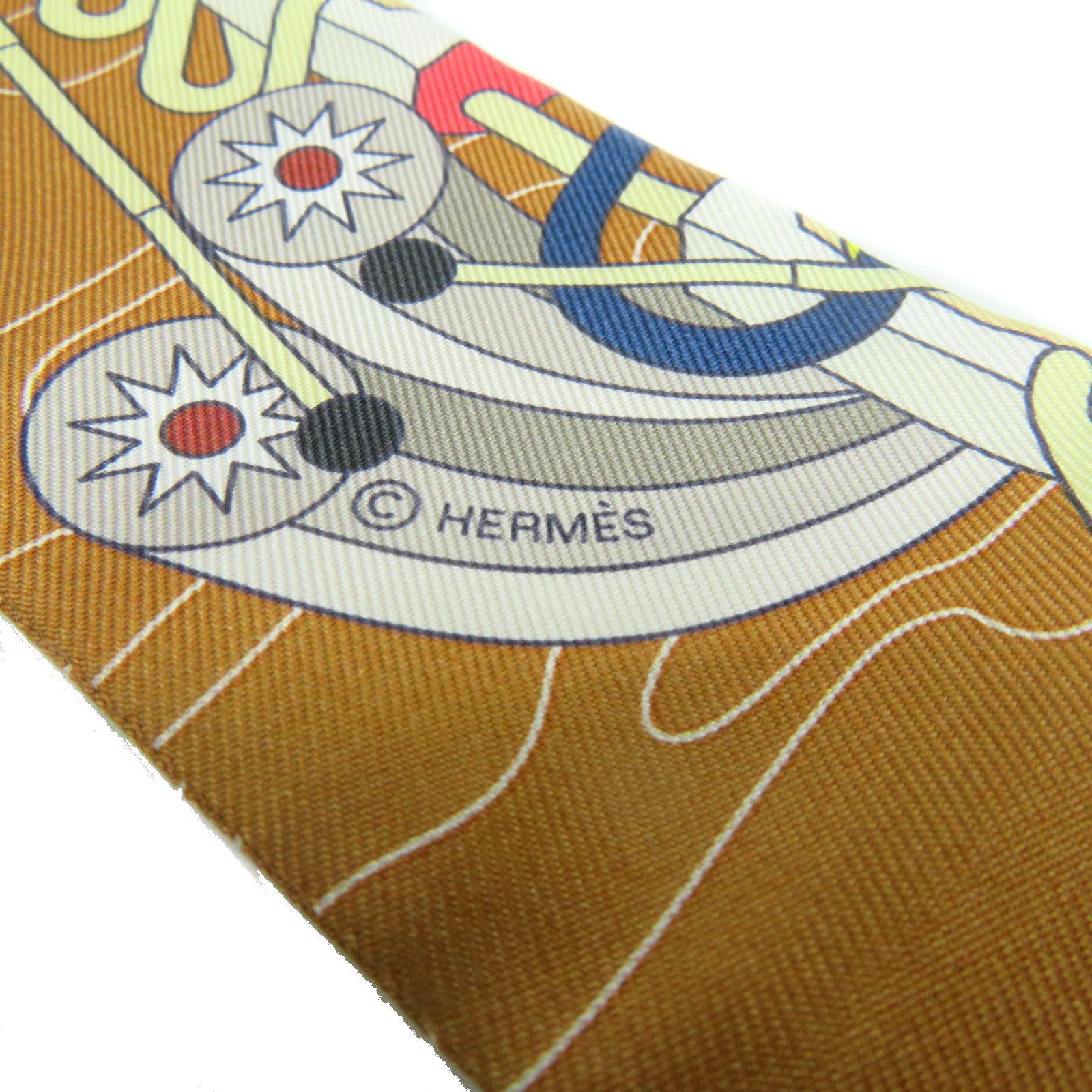HERMES 丝质Twilly Scarf丝巾啡色/彩色
