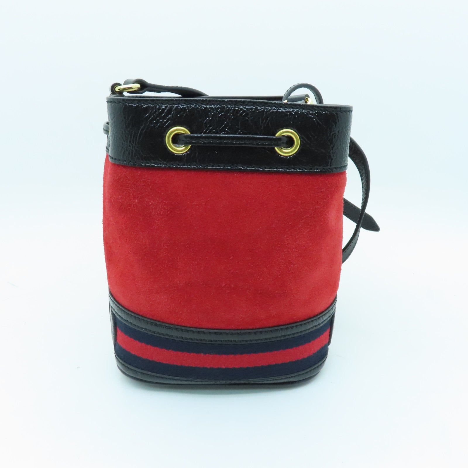 GUCCI suede leather / cowhide leather Ophidia Crossbody gold buckle shoulder bag red / black