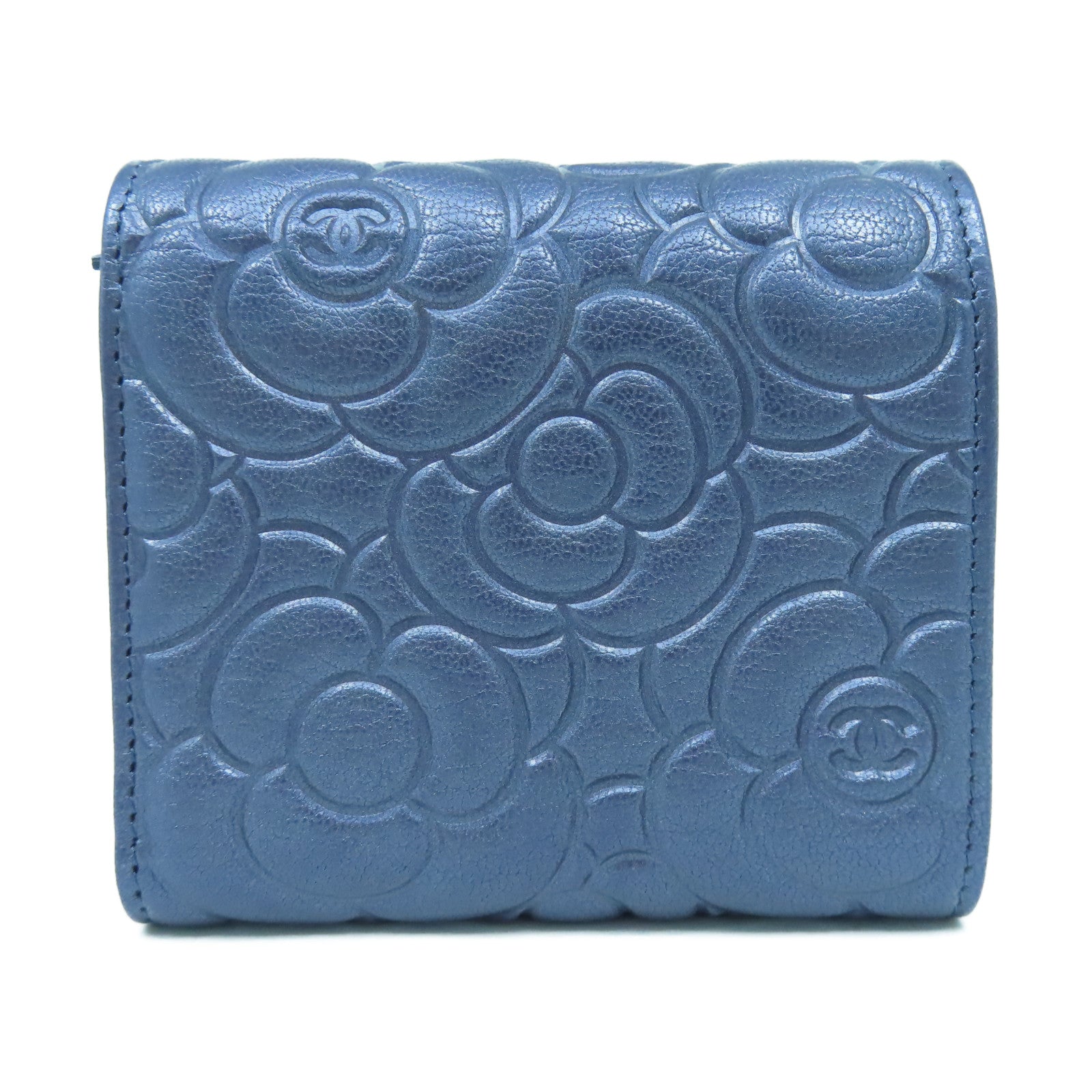 CHANEL 牛皮皮革Wallet銀扣錢包紫色