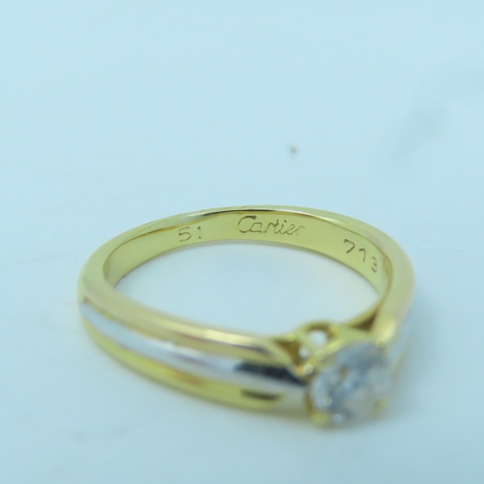 CARTIER 18K白金/黃金Diamond Ring 0.36ct鑽石戒指#51/US#5.75