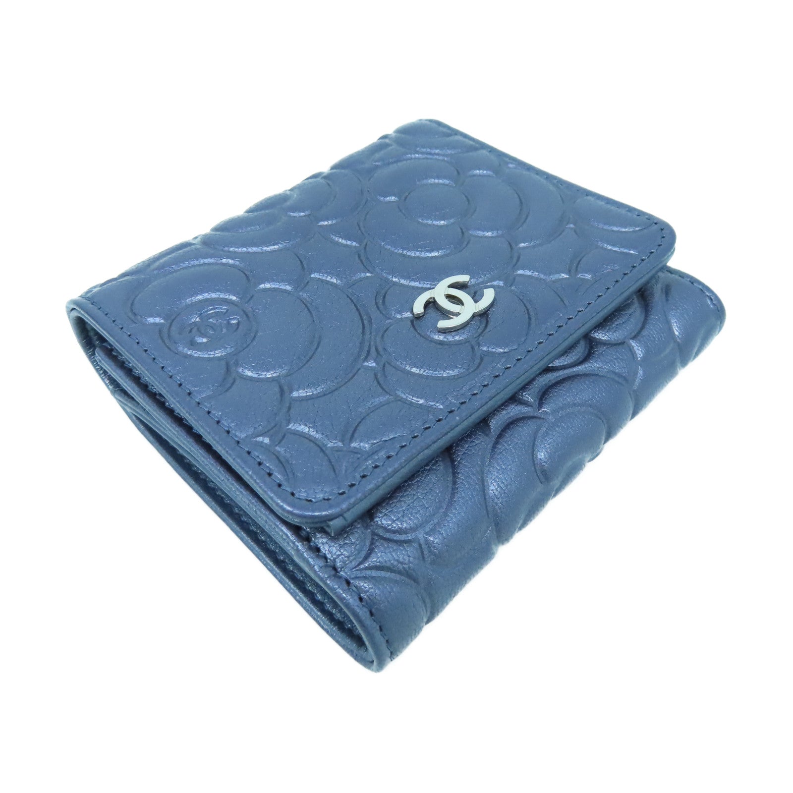 CHANEL 牛皮皮革Wallet銀扣錢包紫色