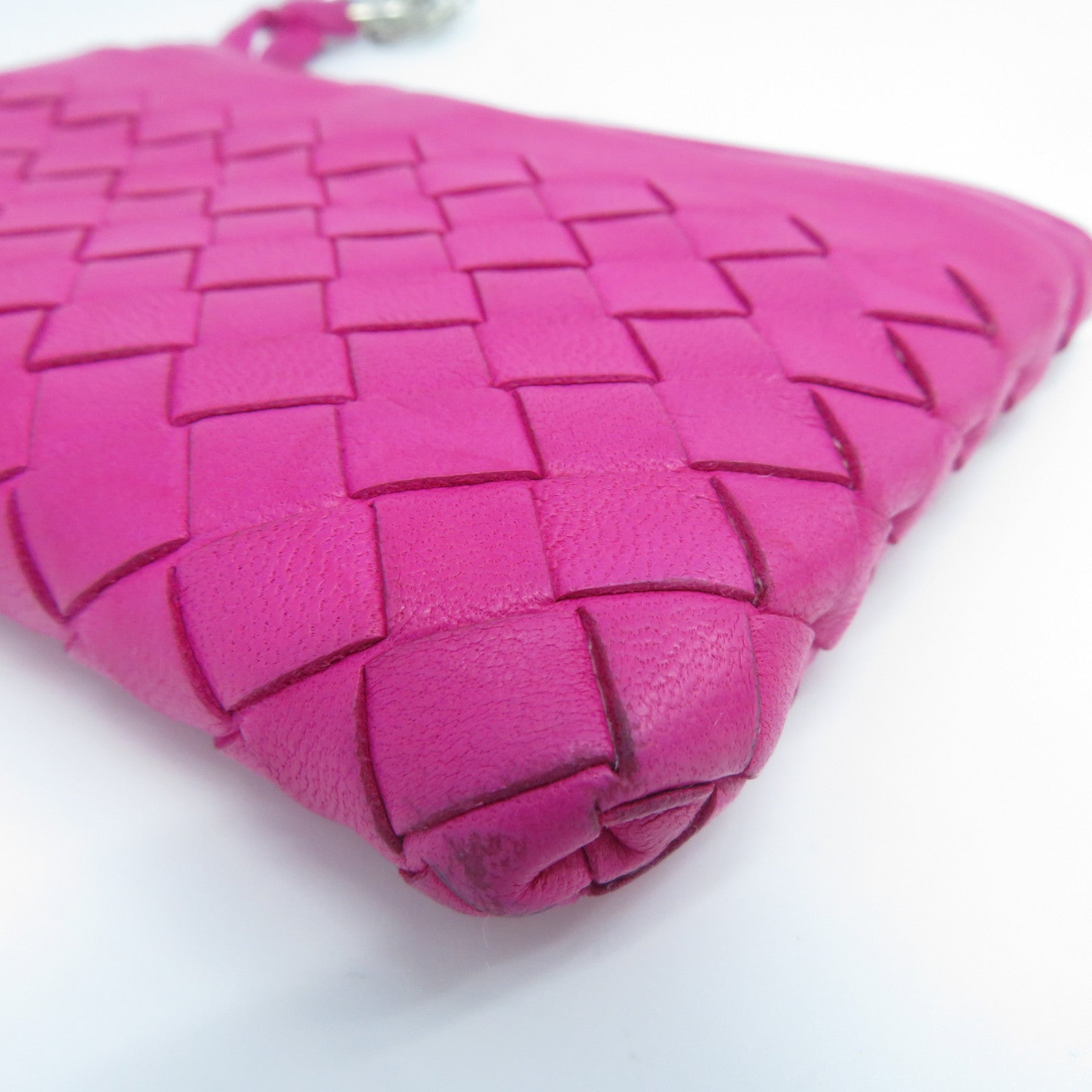 BOTTEGA VENETA 牛皮皮革Coin & Key Case銀扣零錢包粉紅色
