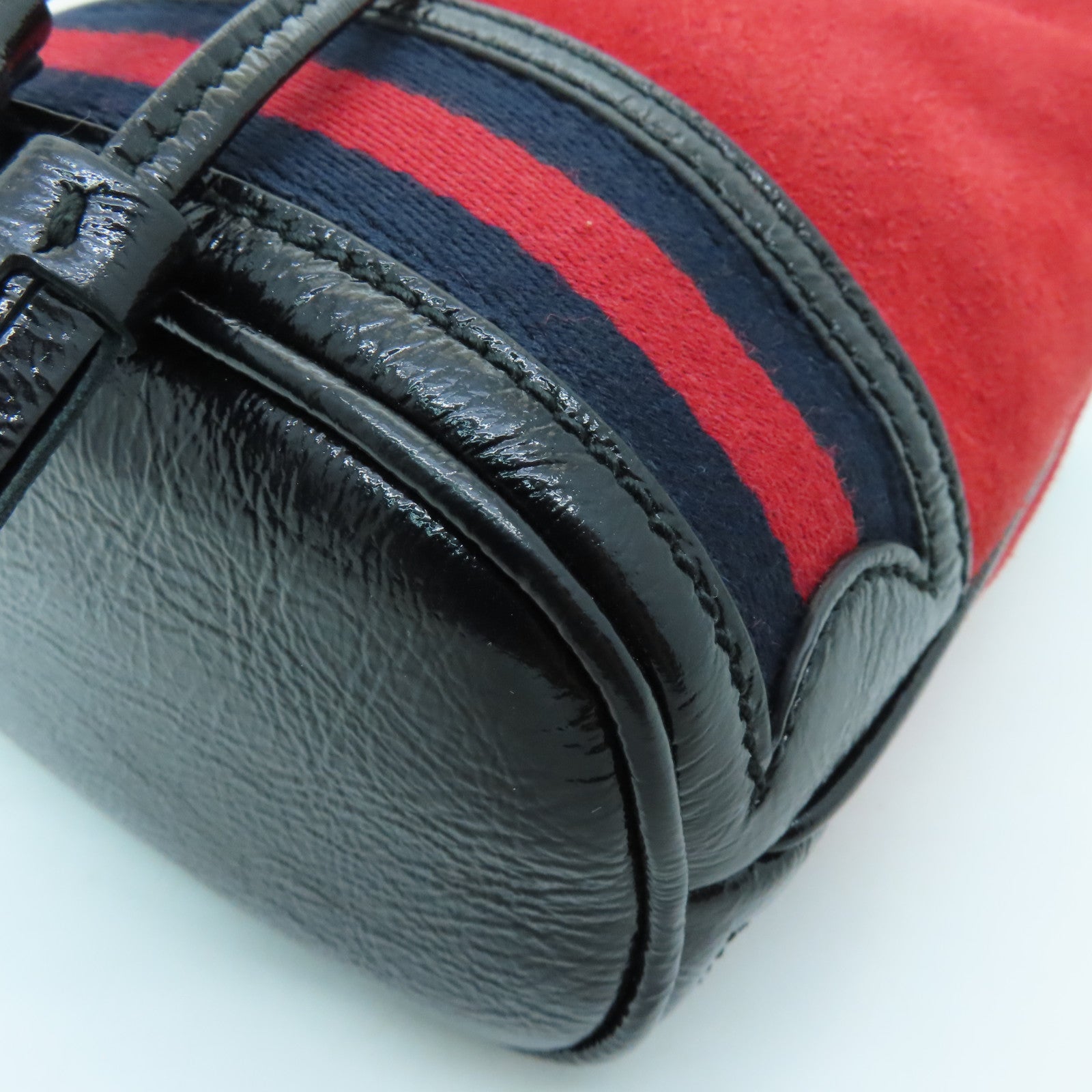 GUCCI suede leather / cowhide leather Ophidia Crossbody gold buckle shoulder bag red / black