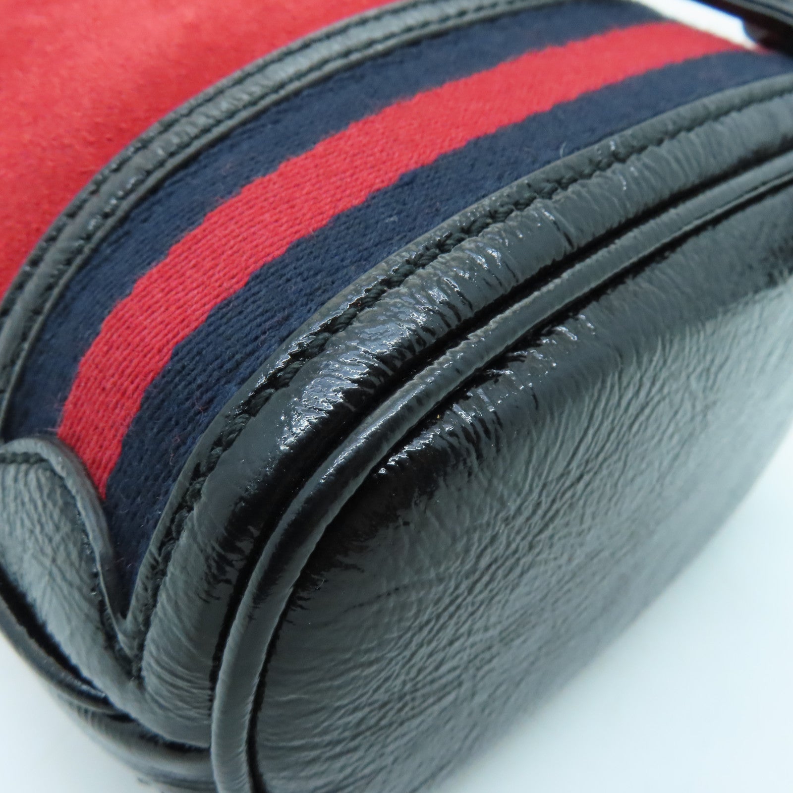 GUCCI suede leather / cowhide leather Ophidia Crossbody gold buckle shoulder bag red / black