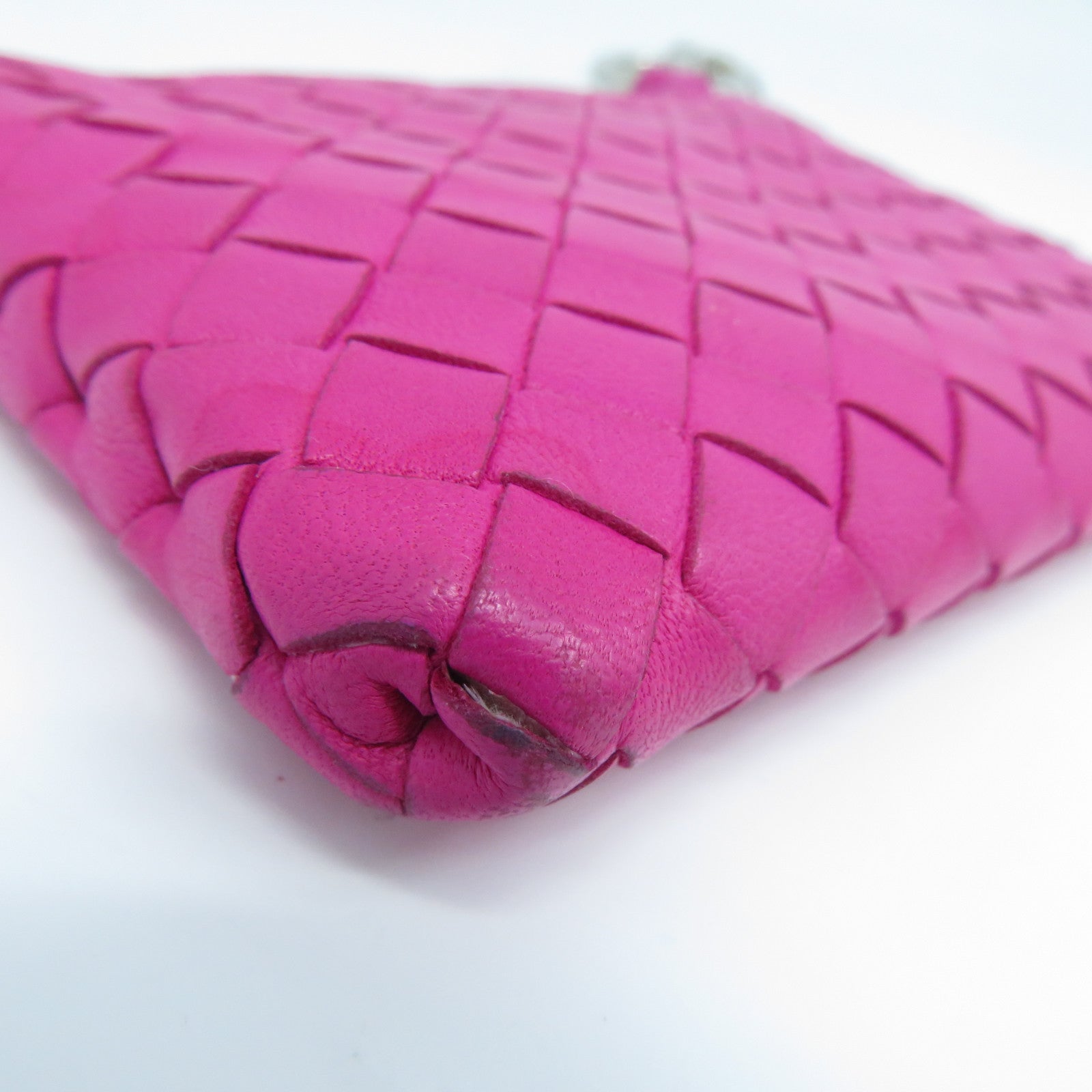 BOTTEGA VENETA 牛皮皮革Coin & Key Case銀扣零錢包粉紅色